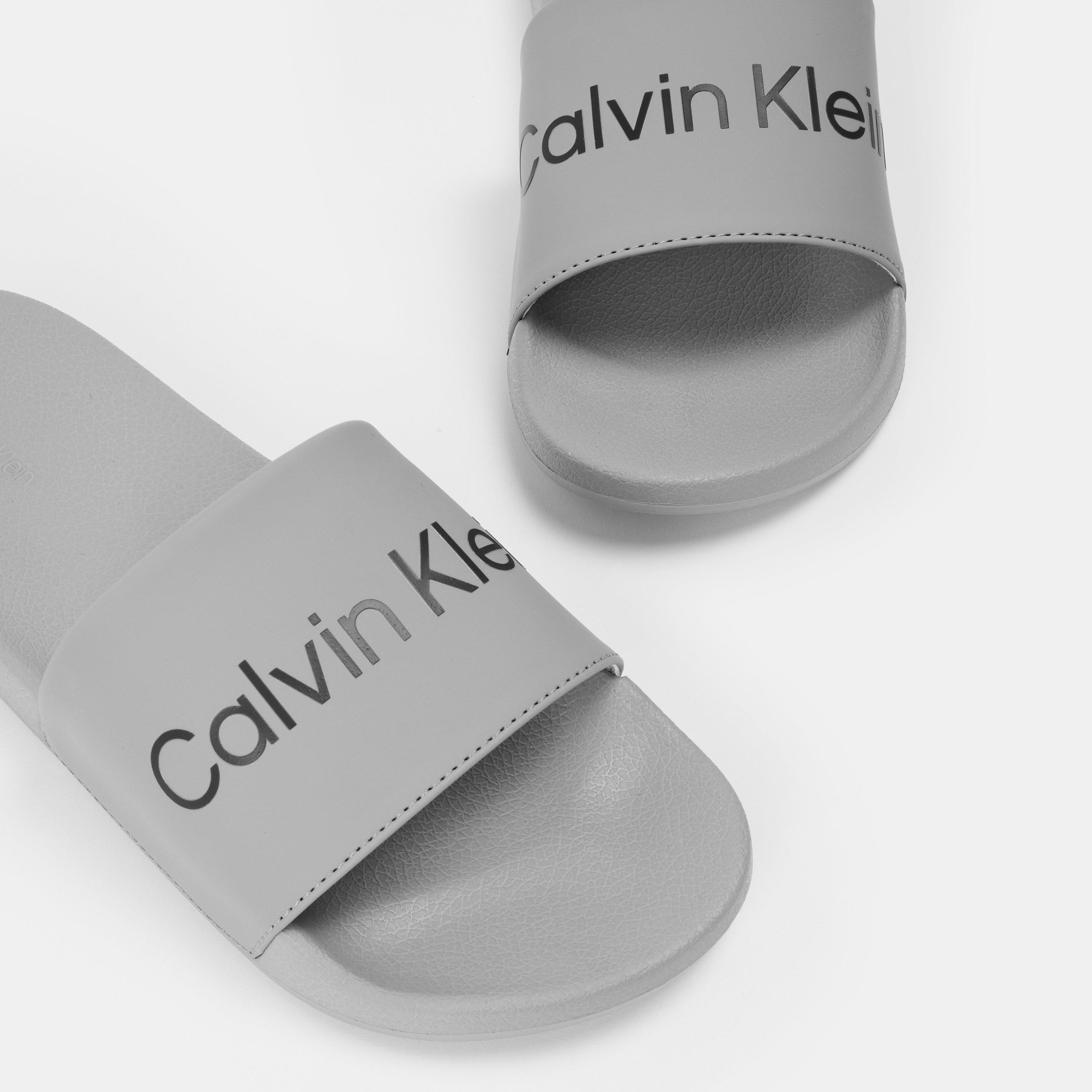 Grey/Black - Calvin Klein - Pool Logo Sliders - 3
