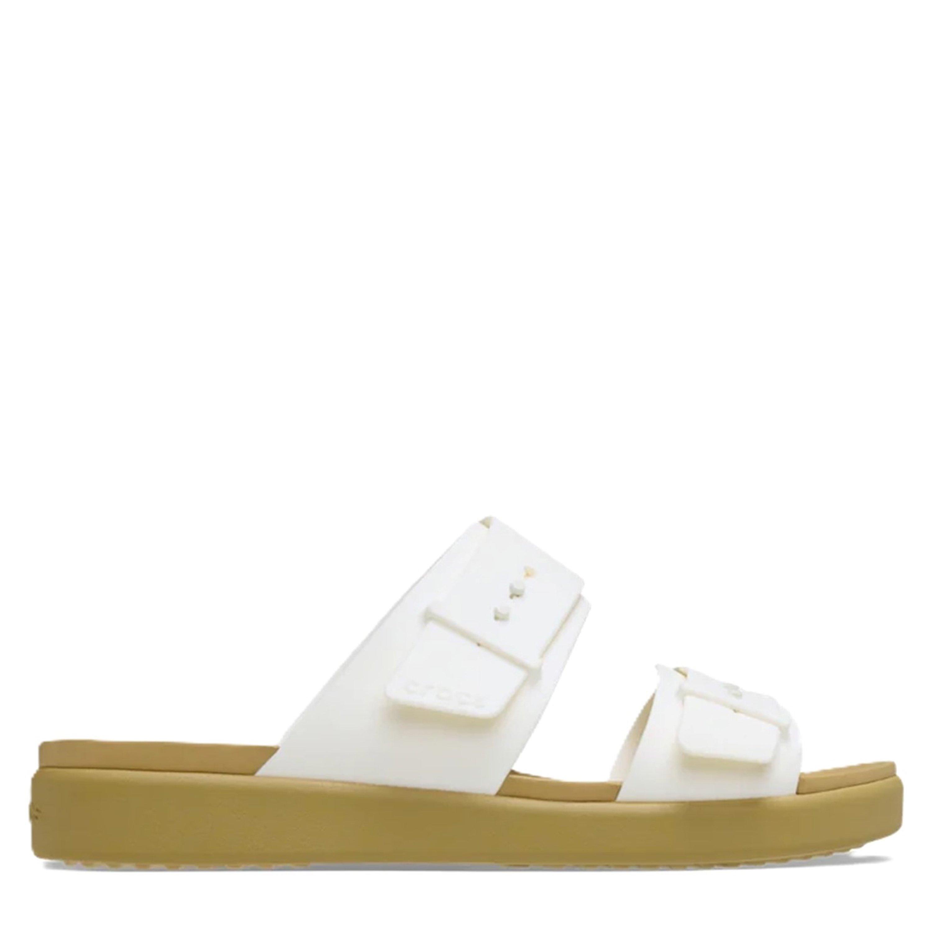 Chalk/Tan - Crocs - Women's Brklyn Bkl Low Flat Sandals - 1