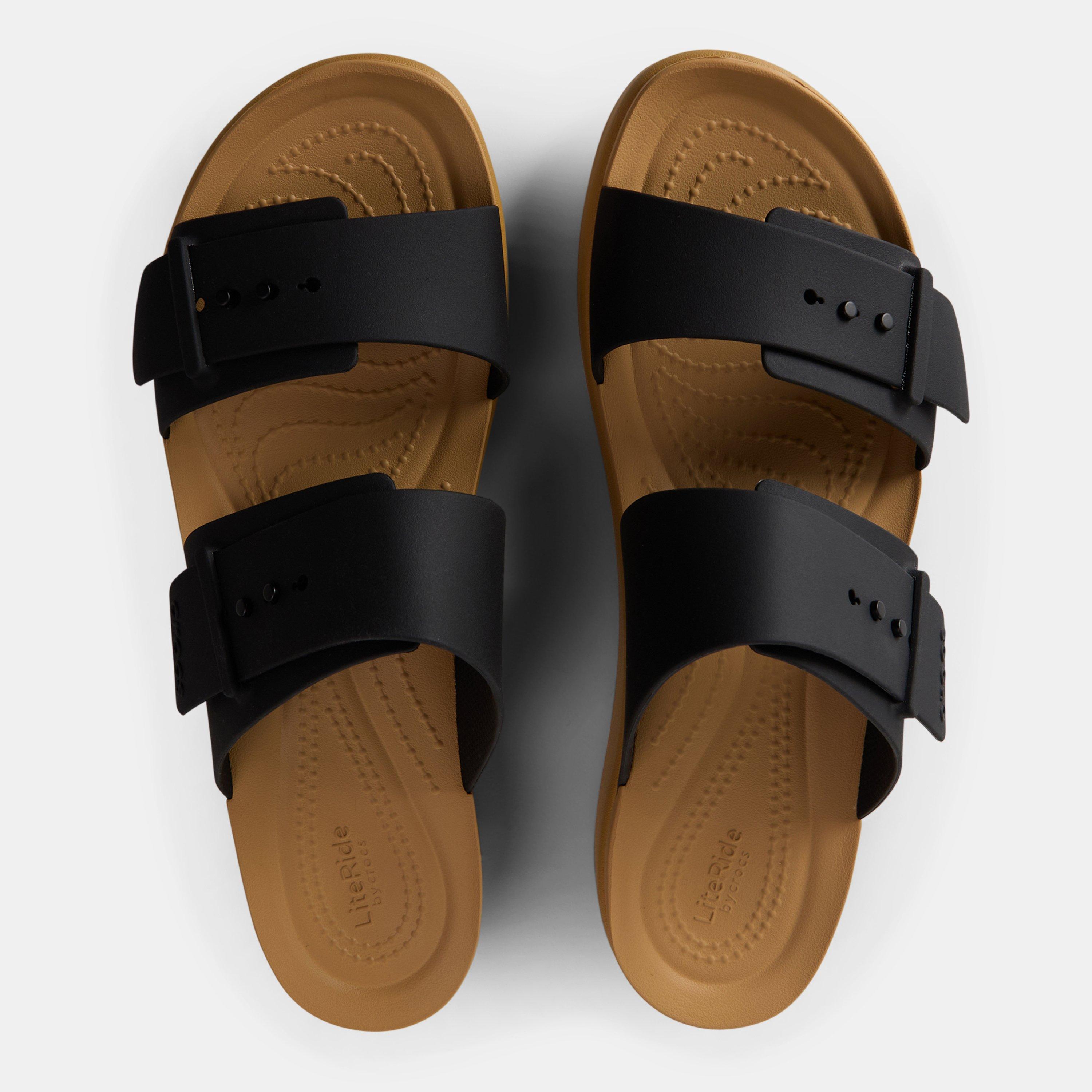 Zwart/Bruin - Crocs - Women's Brklyn Bkl Low Flat Sandals - 5
