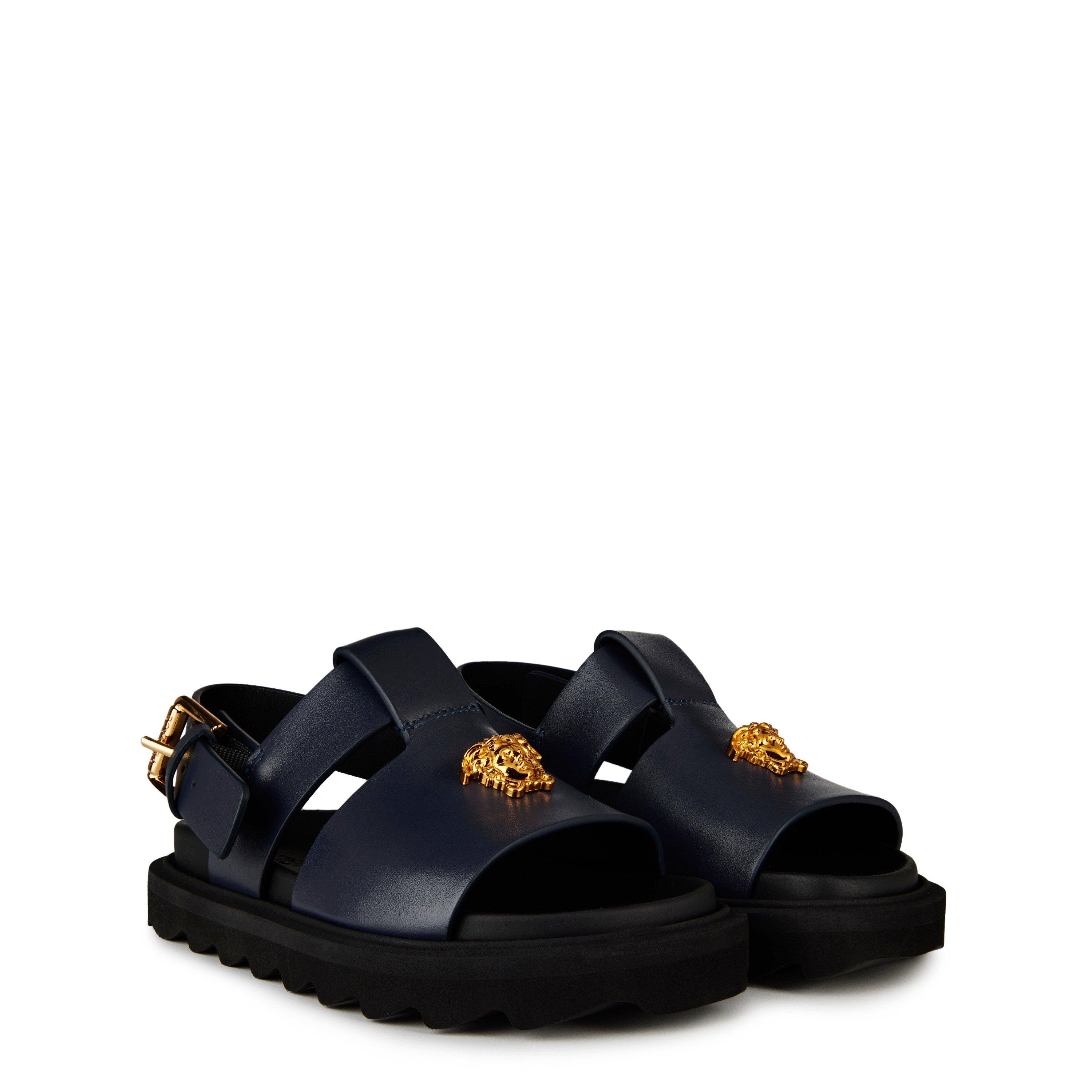 Navy/Gld 1U83V - Versace - Kids' La Medusa Flat Sandals - 3