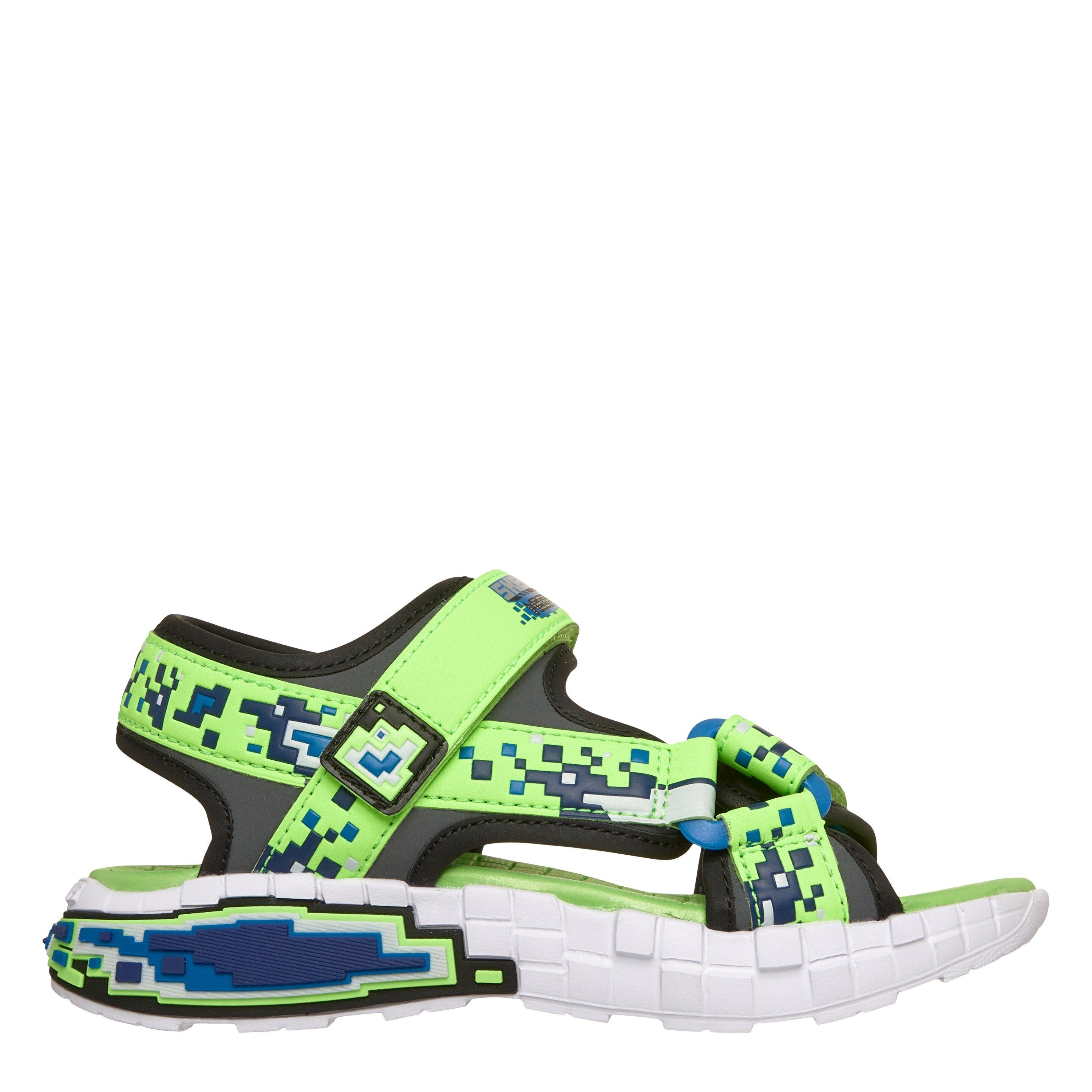 Lime/Blue - Skechers - Mega-Splash 4k Sports Sandals Boys - 1