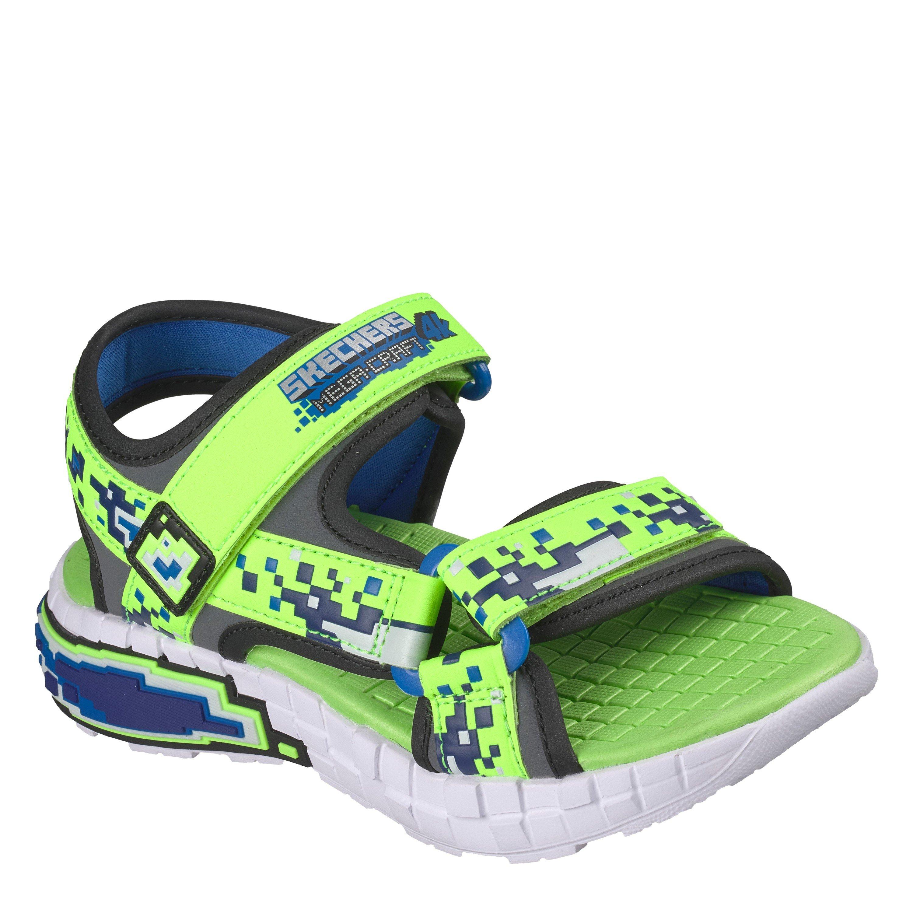Lime/Blue - Skechers - Mega-Splash 4k Sports Sandals Boys - 3