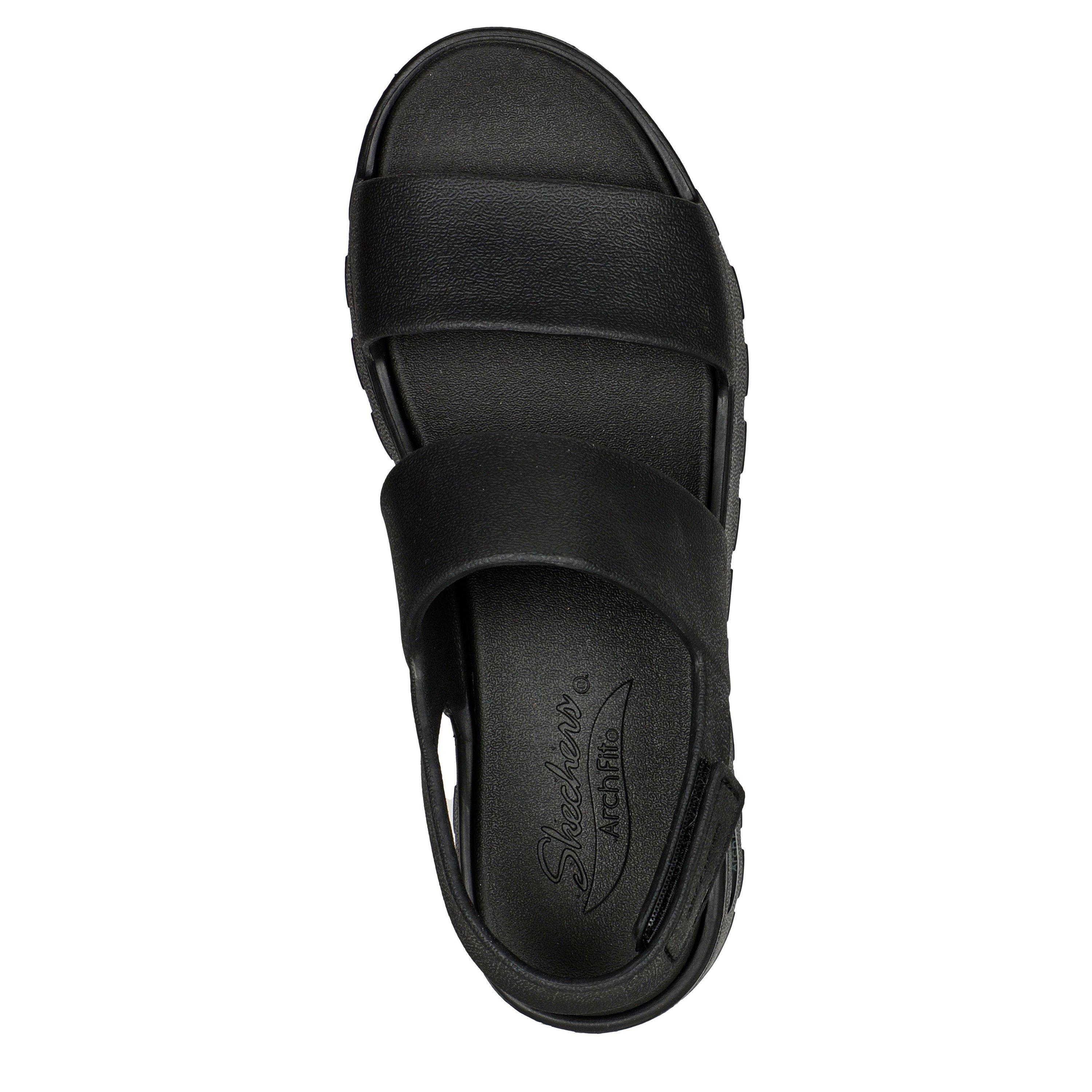 Black - Skechers - Arch Fit Footsteps Flat Sandals Womens - 5