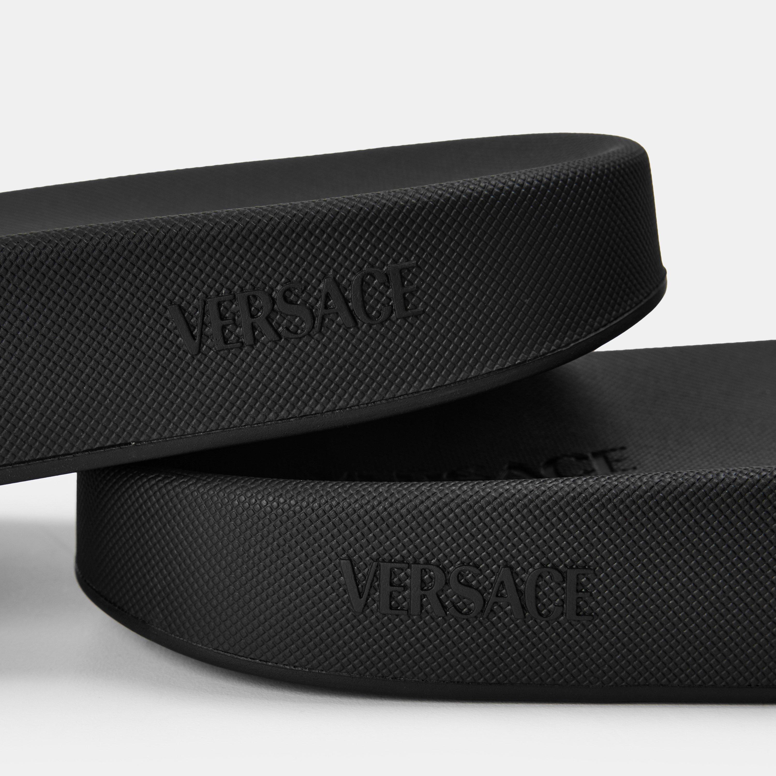 Black/Gold - Versace - Men's Emboss Pool Sliders - 4