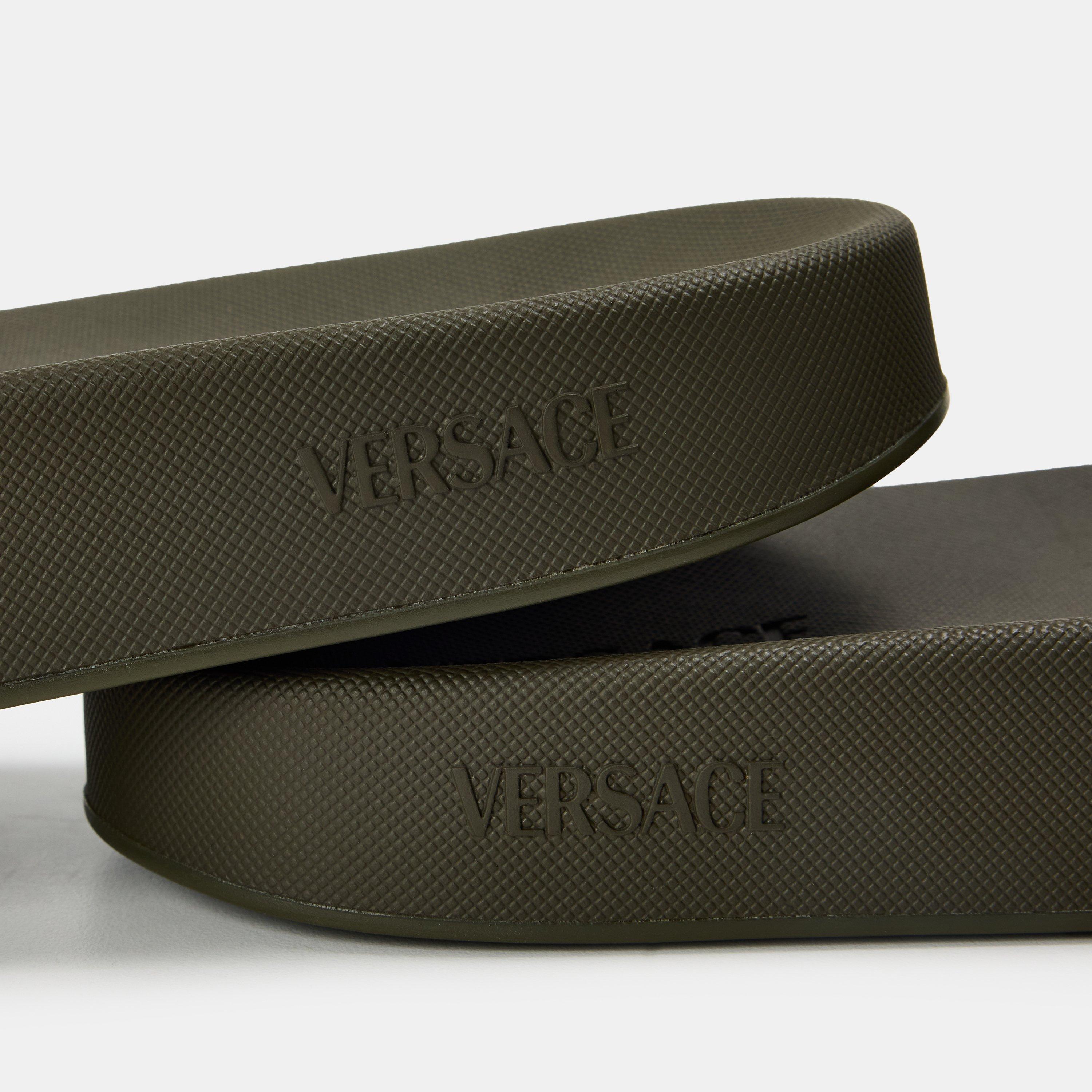 Khaki - Versace - Men's Emboss Pool Sliders - 3