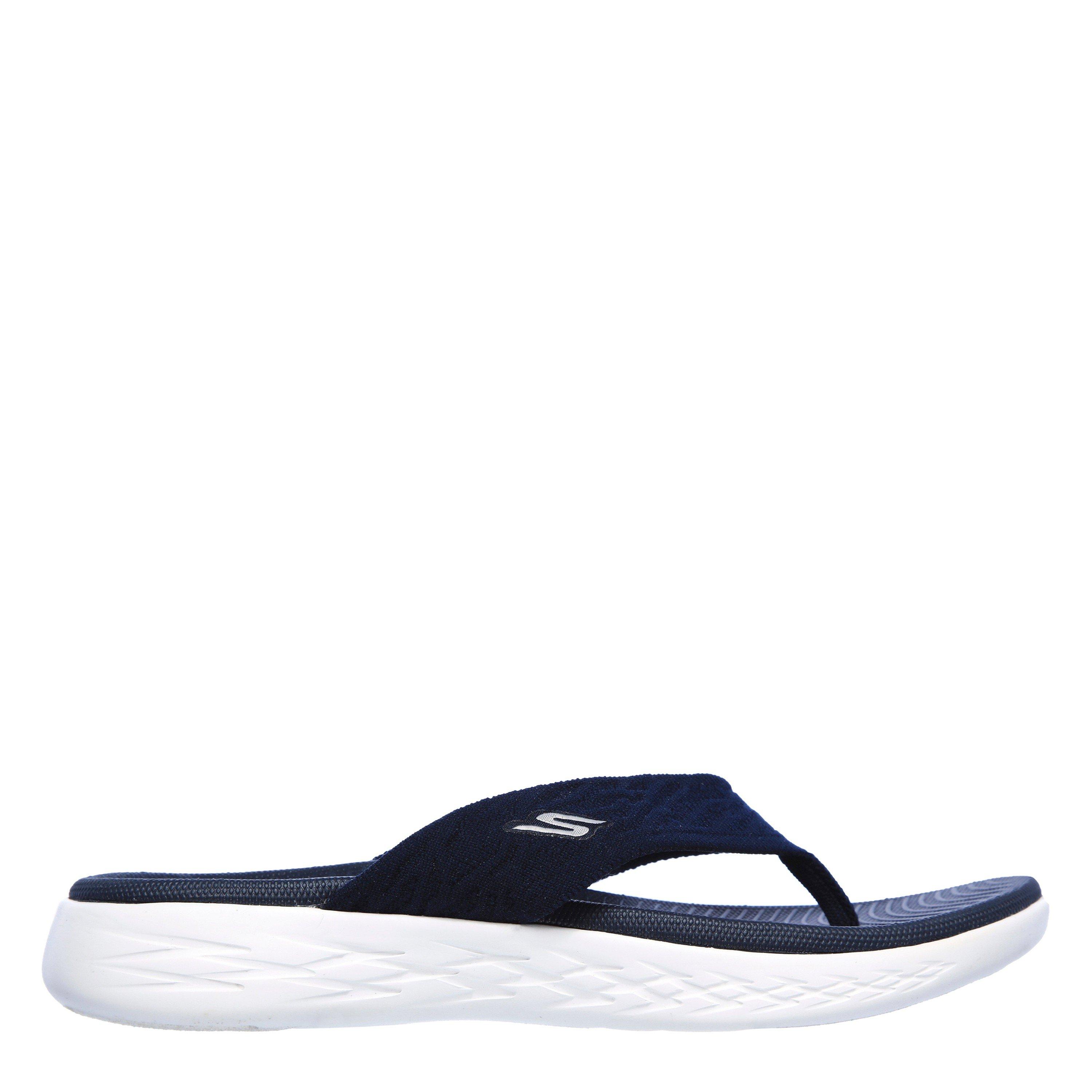 Skechers Women's Knit 3Pt Sandal W Molded Footbed Flat Sandals - Navy - 8 (41)