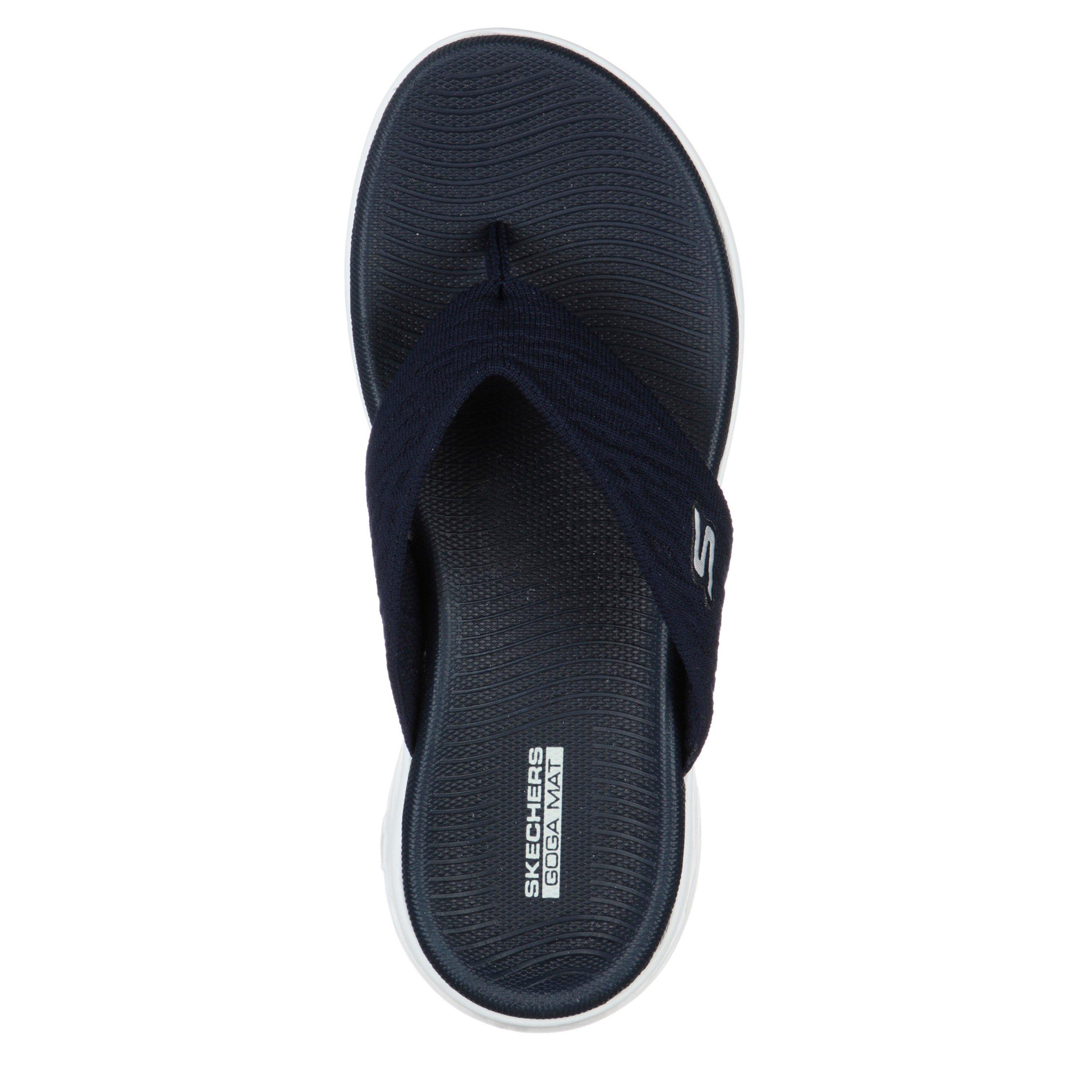 Blu navy - Skechers - Knit 3pt Sandal W Molded Footbed Flat Sandals Womens - 5