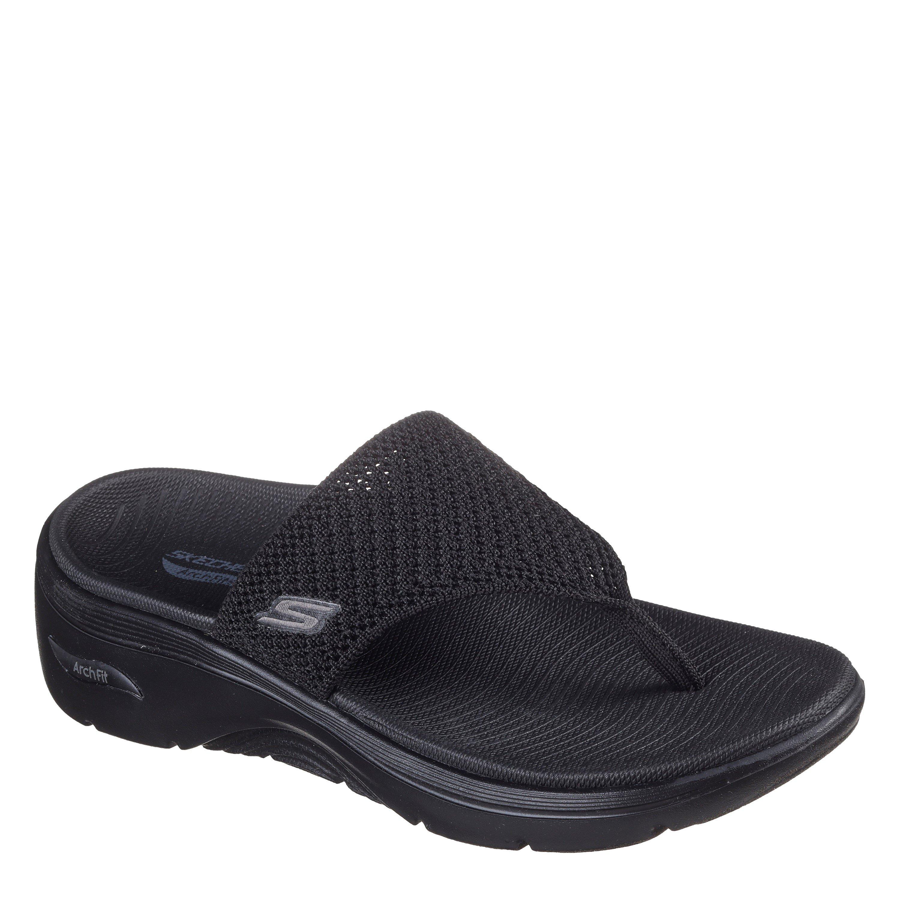 Black - Skechers - Go Walk Arch Fit 2.0 Sandal Flat Sandals Womens - 1
