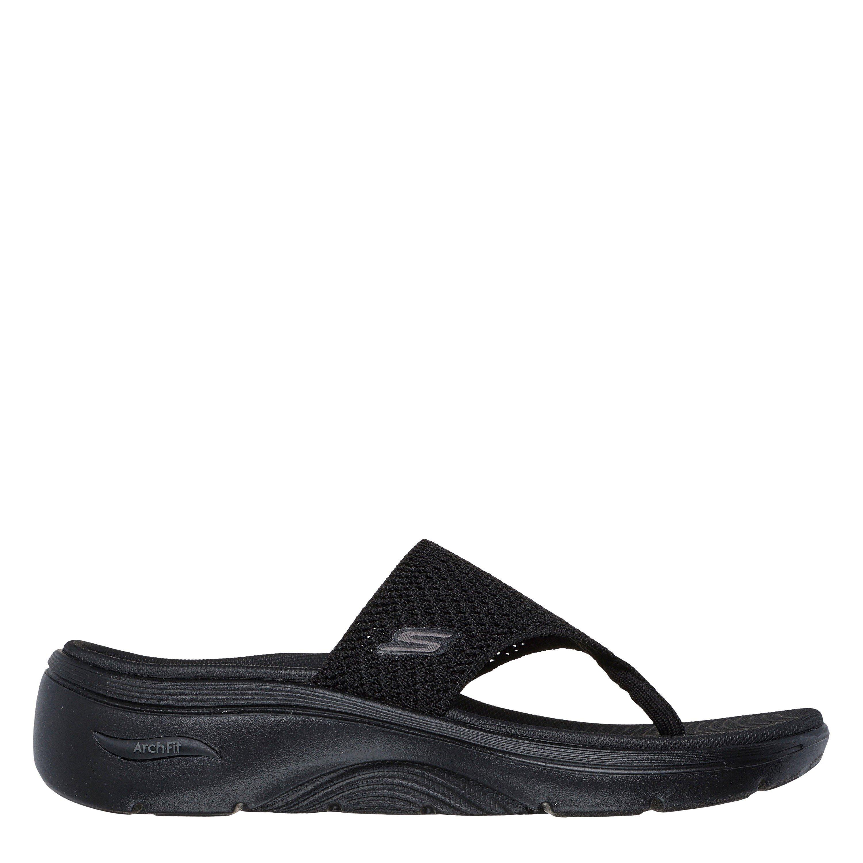 Black - Skechers - Go Walk Arch Fit 2.0 Sandal Flat Sandals Womens - 4