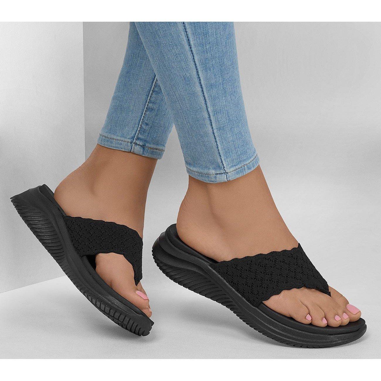 Black - Skechers - Women's Flat Sandal - 6