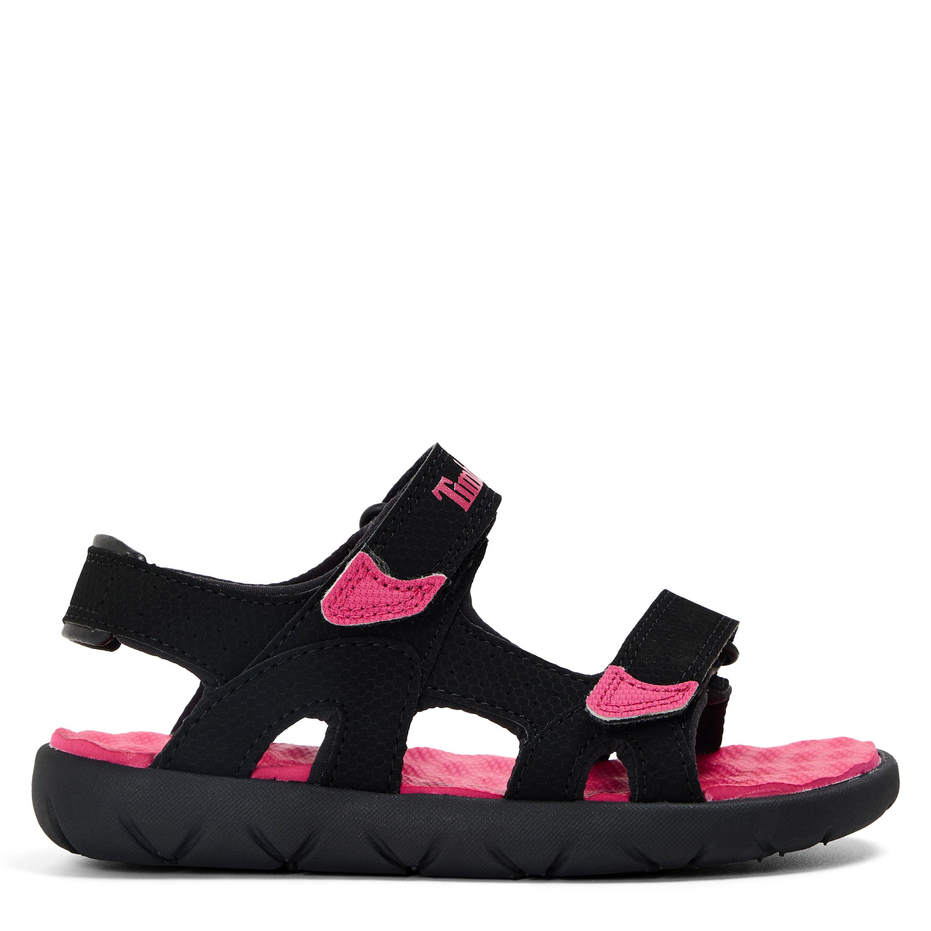 Blk/Bright Pink - Timberland - Unisex Kids' Backstrap Black Flat Sandals - 1