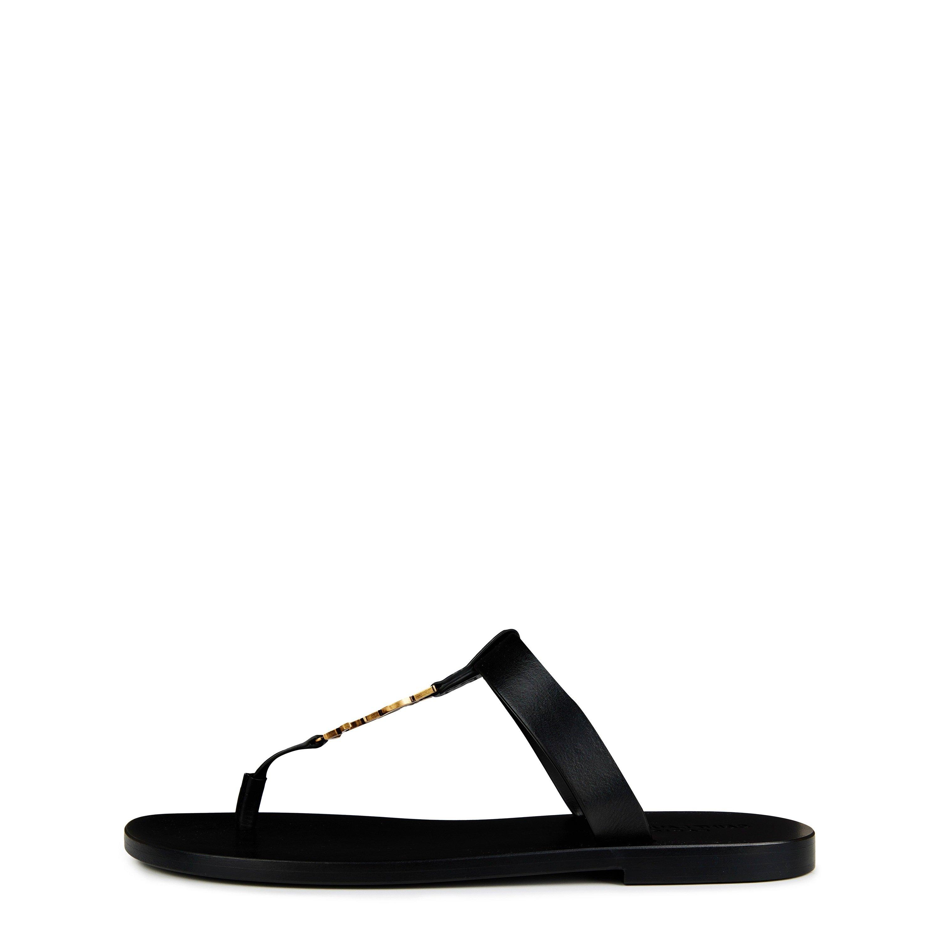 Black - Saint Laurent - Pepe 05 Leather Flip Flops - 3