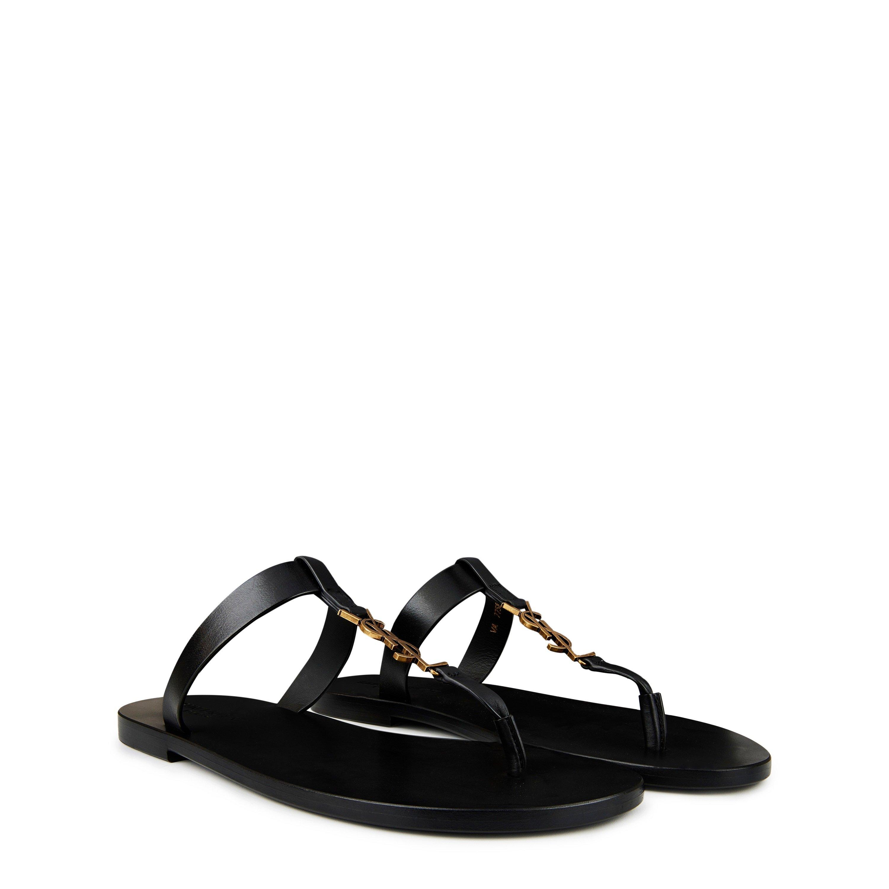 Black - Saint Laurent - Pepe 05 Leather Flip Flops - 4