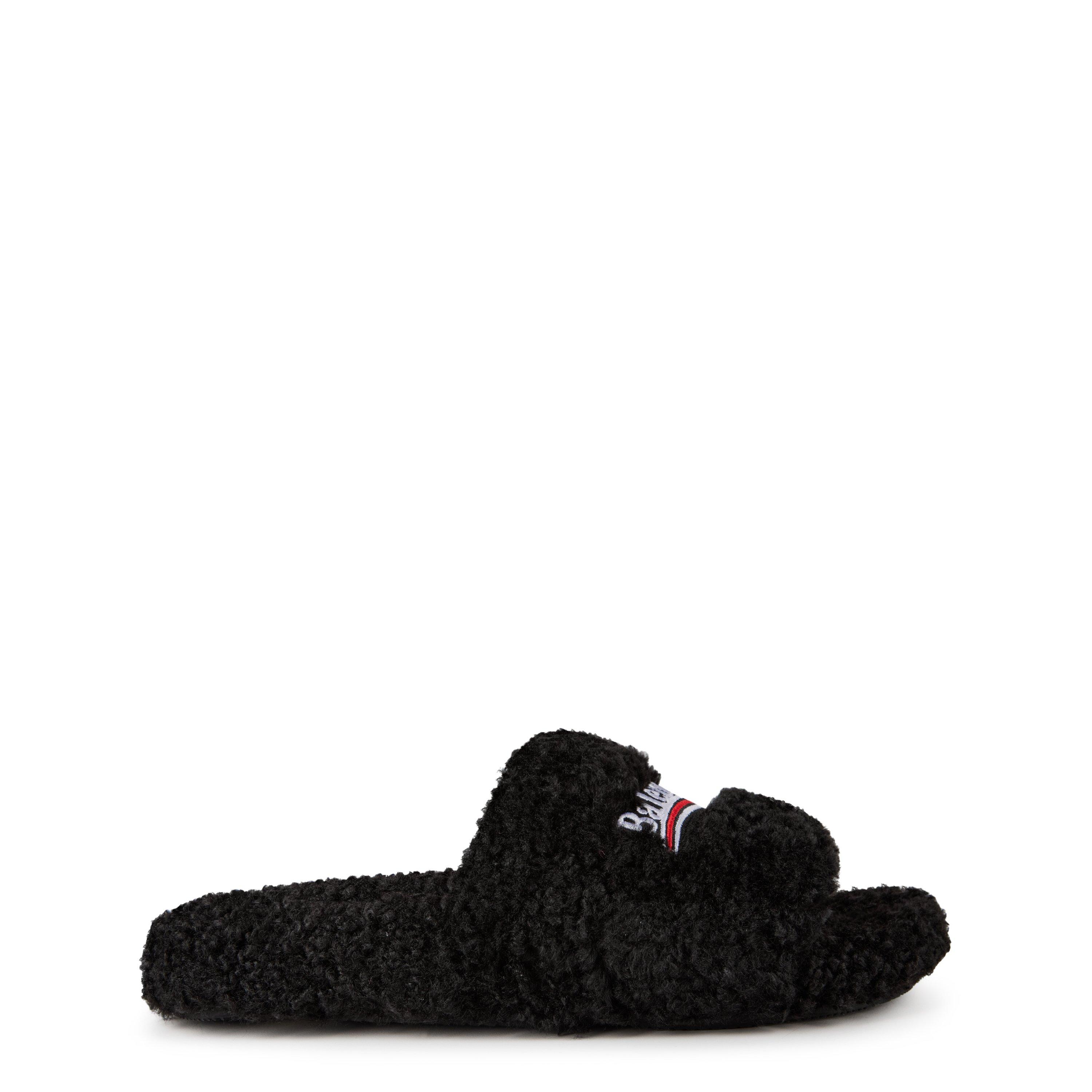 Black - Balenciaga - Men's Bal Furry Pool Sliders - 1