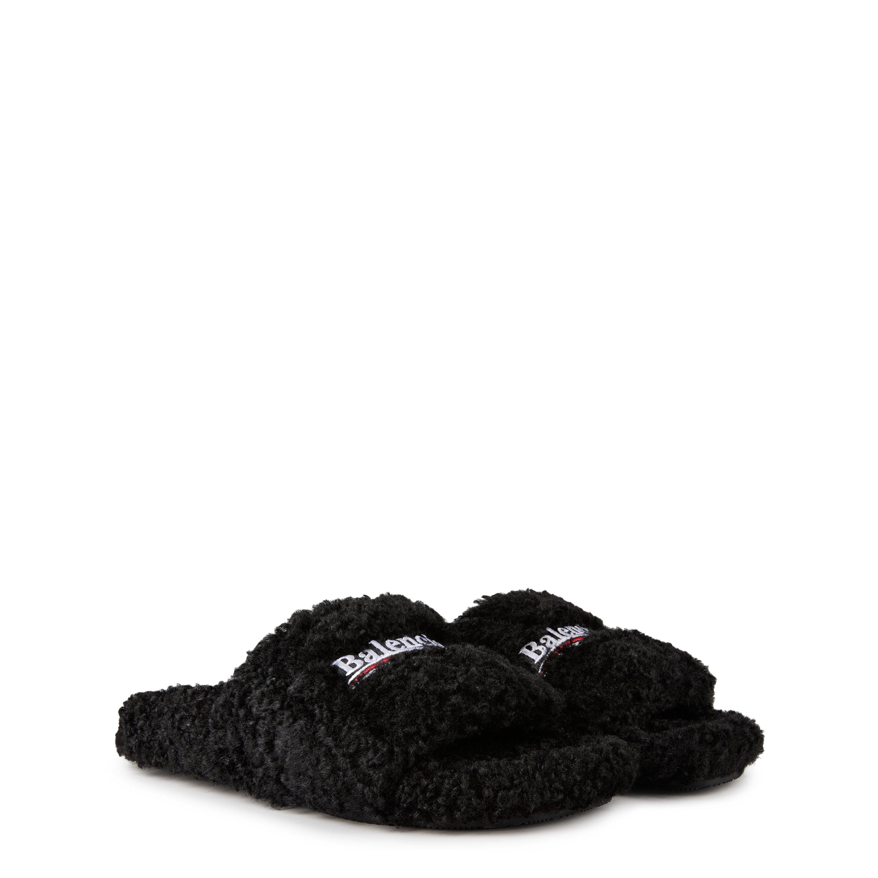 Black - Balenciaga - Men's Bal Furry Pool Sliders - 3