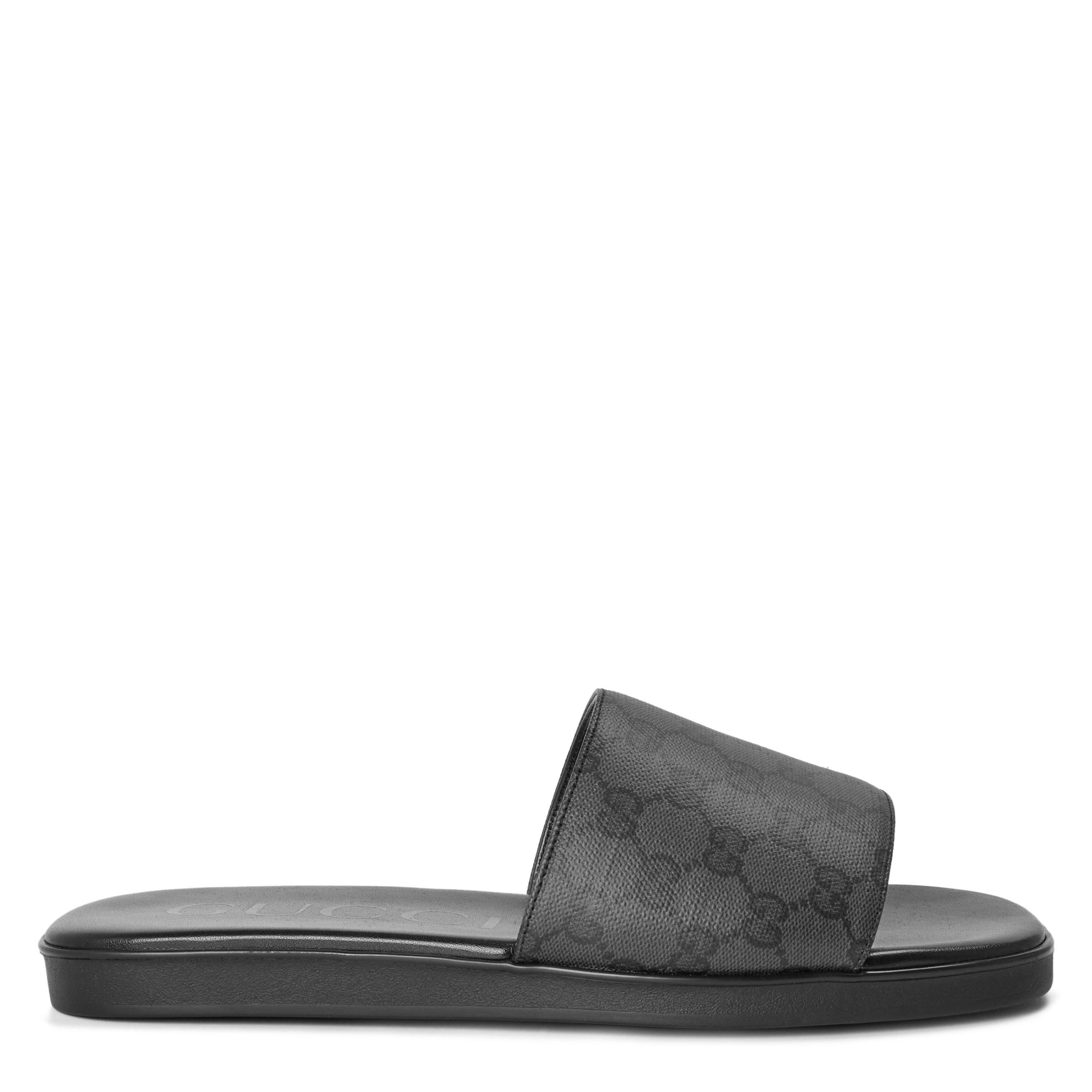 Black/Black - Gucci - Men's Charlie Slide Flat Sandals - 1