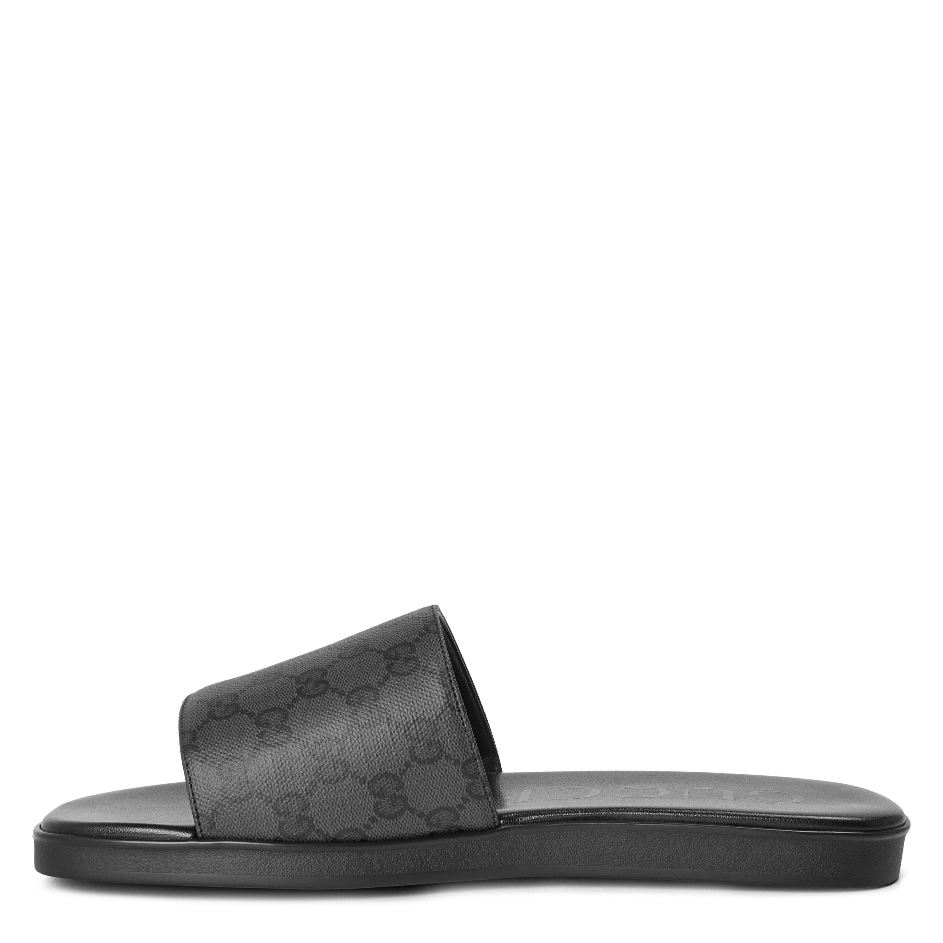 Black/Black - Gucci - Men's Charlie Slide Flat Sandals - 2