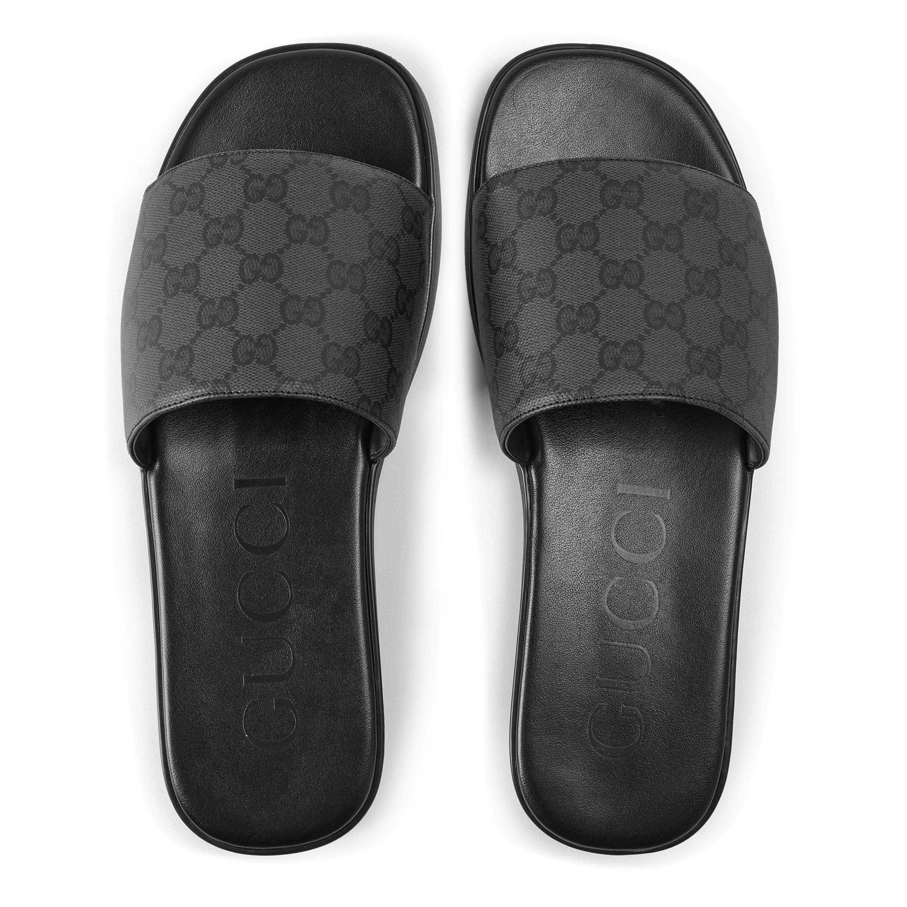 Black/Black - Gucci - Men's Charlie Slide Flat Sandals - 4