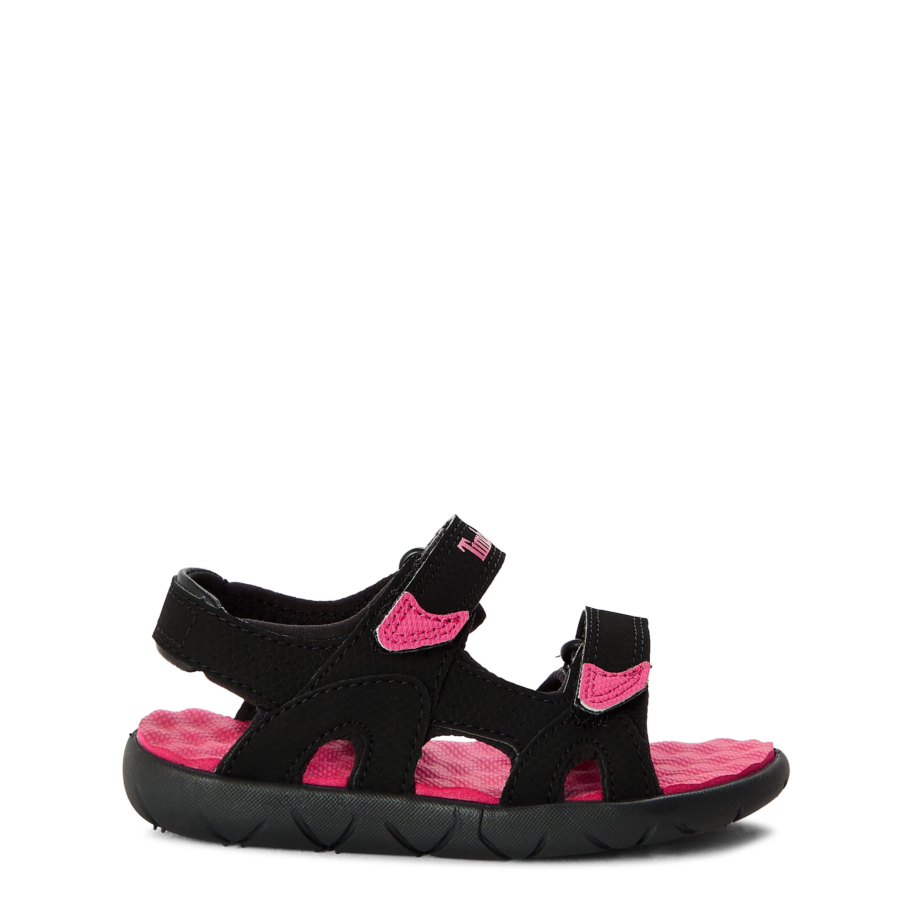 Timberland  Kids ' Backstrap Flat Sandals - Blk/Bright Pink - C10 (28)