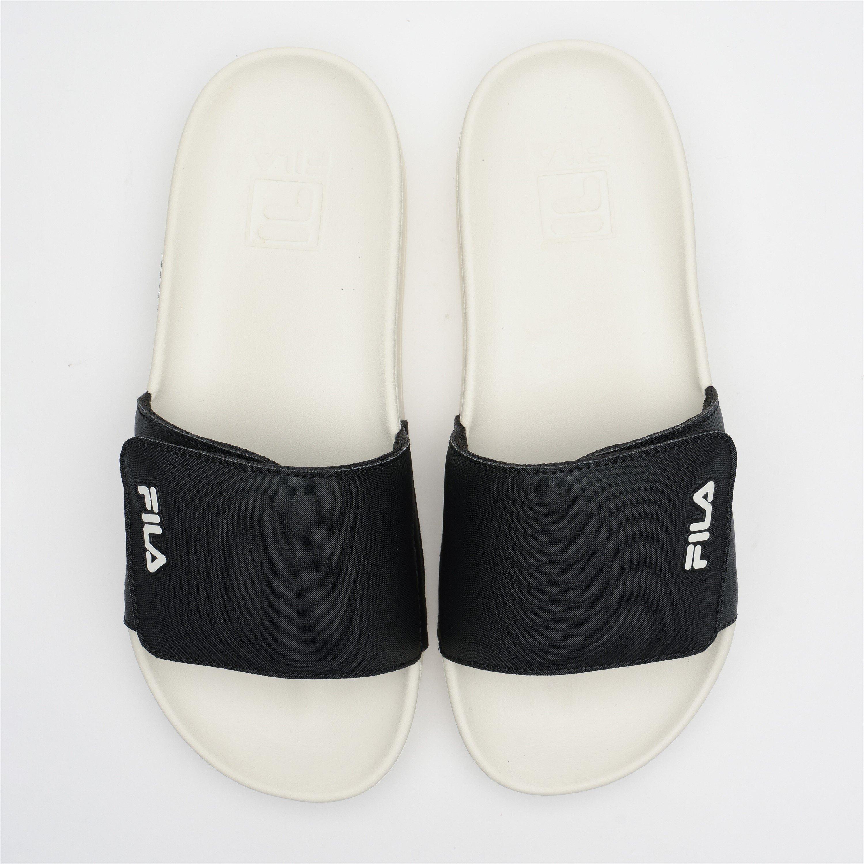 WHT/BLK/WHT - Fila - FT Velcro v2 Unisex Pool Sliders - 1