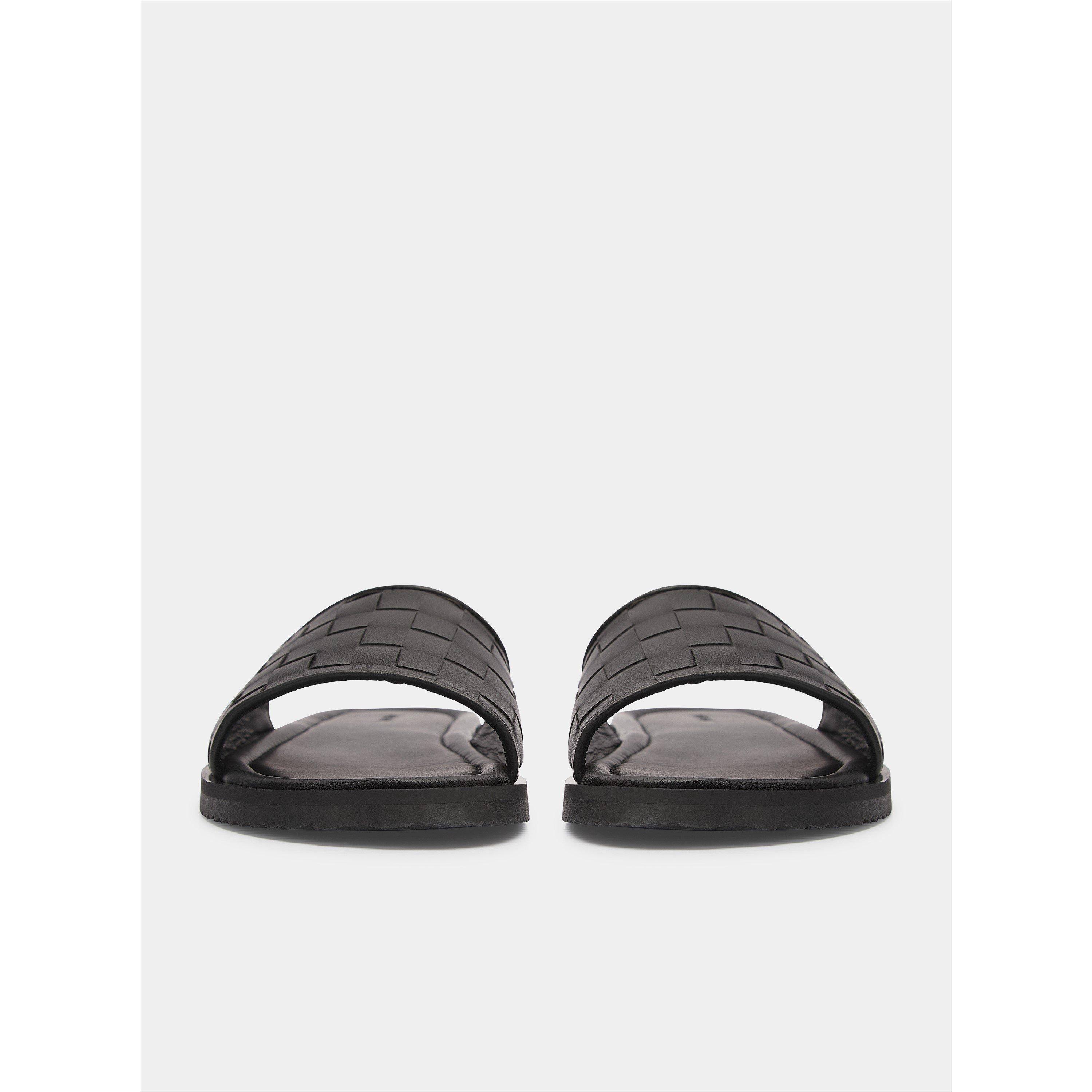 Black - BELIER - Men's Capri Leather Slider Sandals - 2