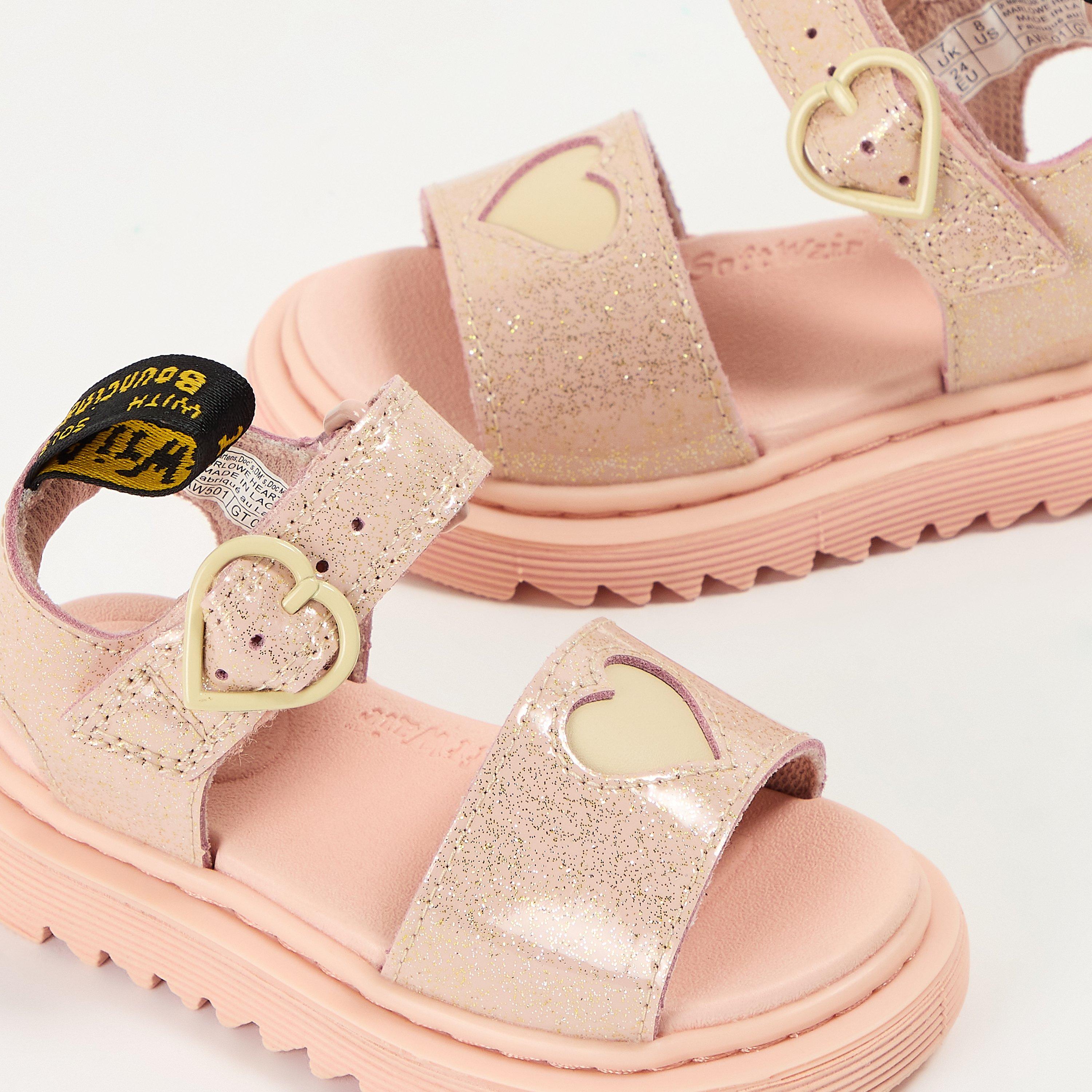 Powder Pink - Dr Martens - Kids' Marlowe Heart Flat Sandals - 3