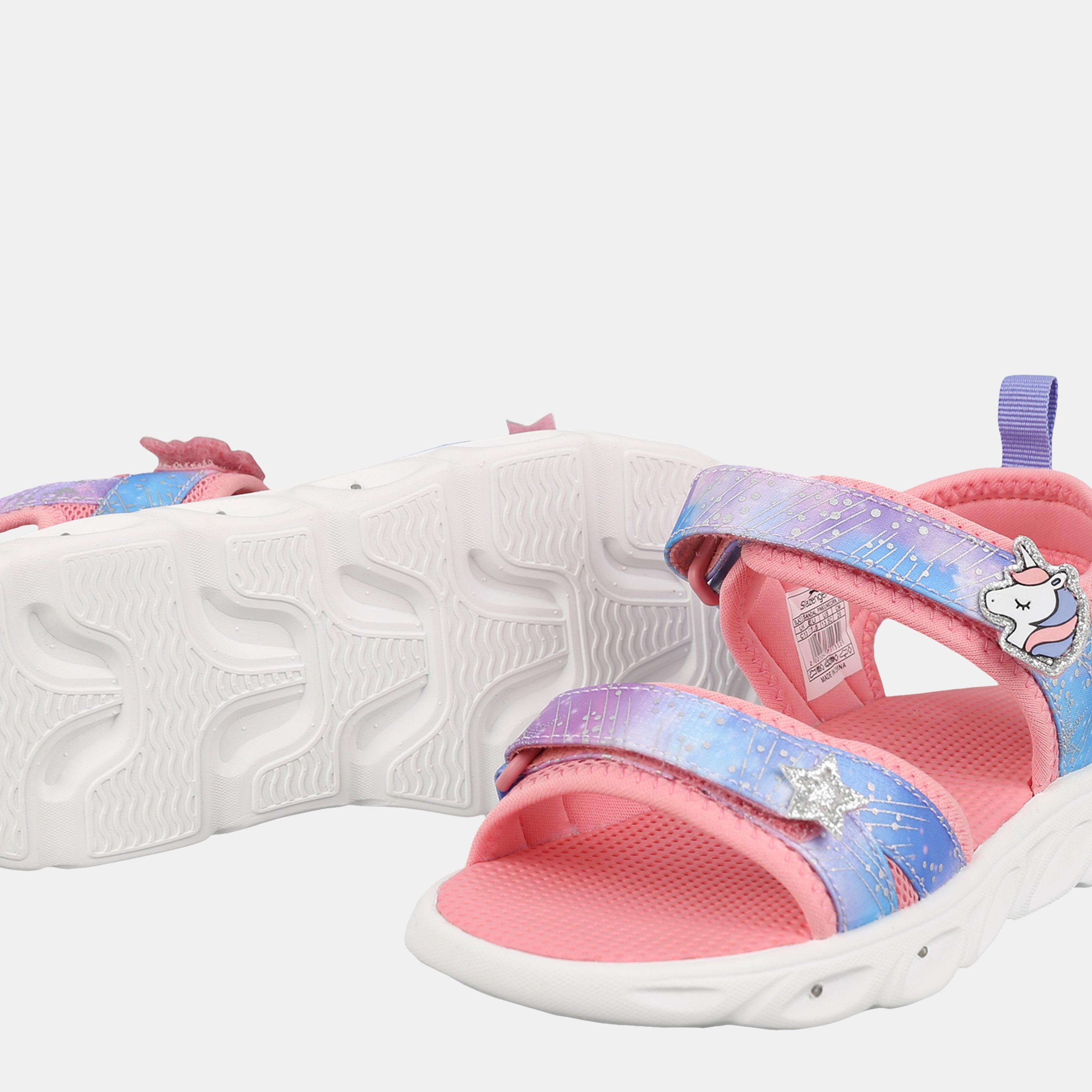 Pink/Unicorn - Slazenger - Light Up Sole Sandals Juniors - 3