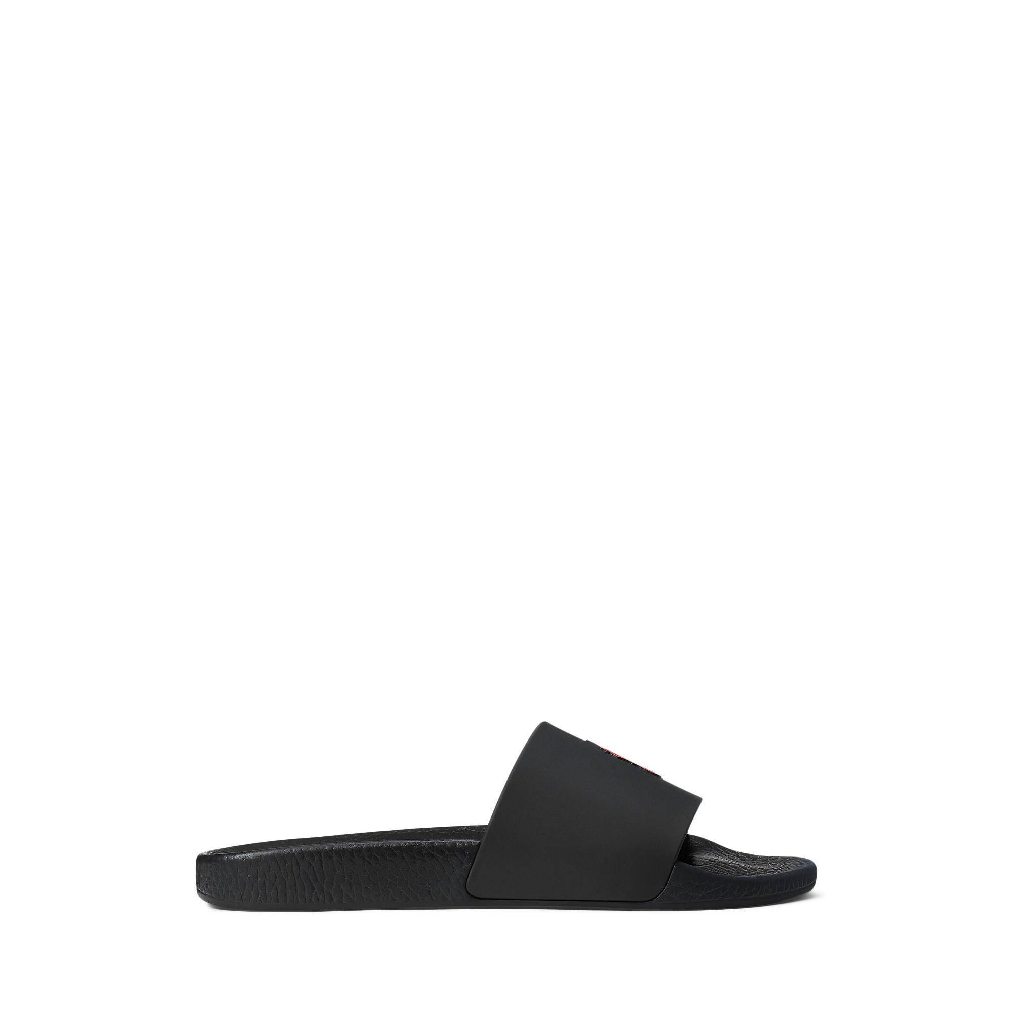Polo Ralph Lauren Men's Black/Red Pool Slides - 9 (43)