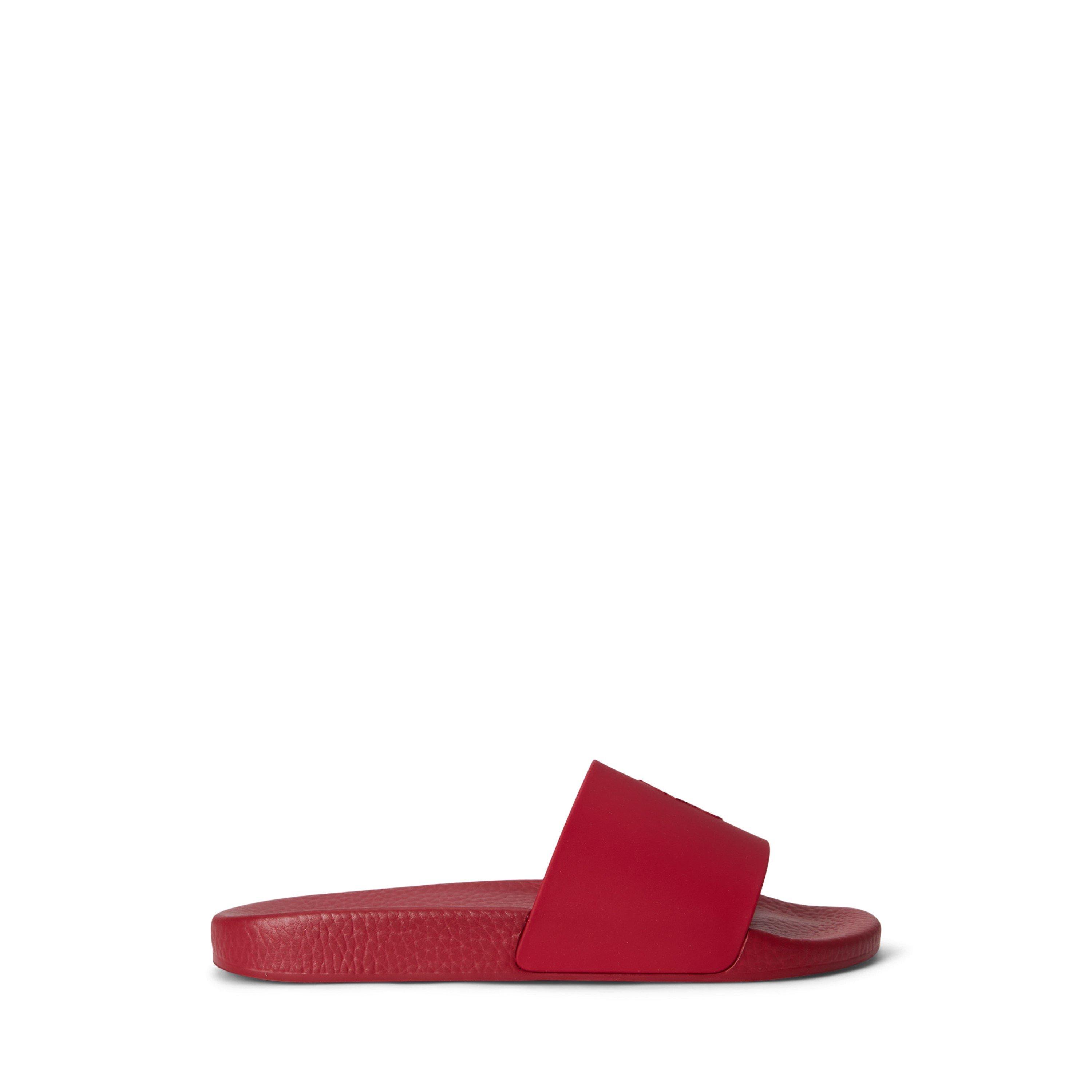 Polo Ralph Lauren Men's Red/White Pool Slides - 9 (43)