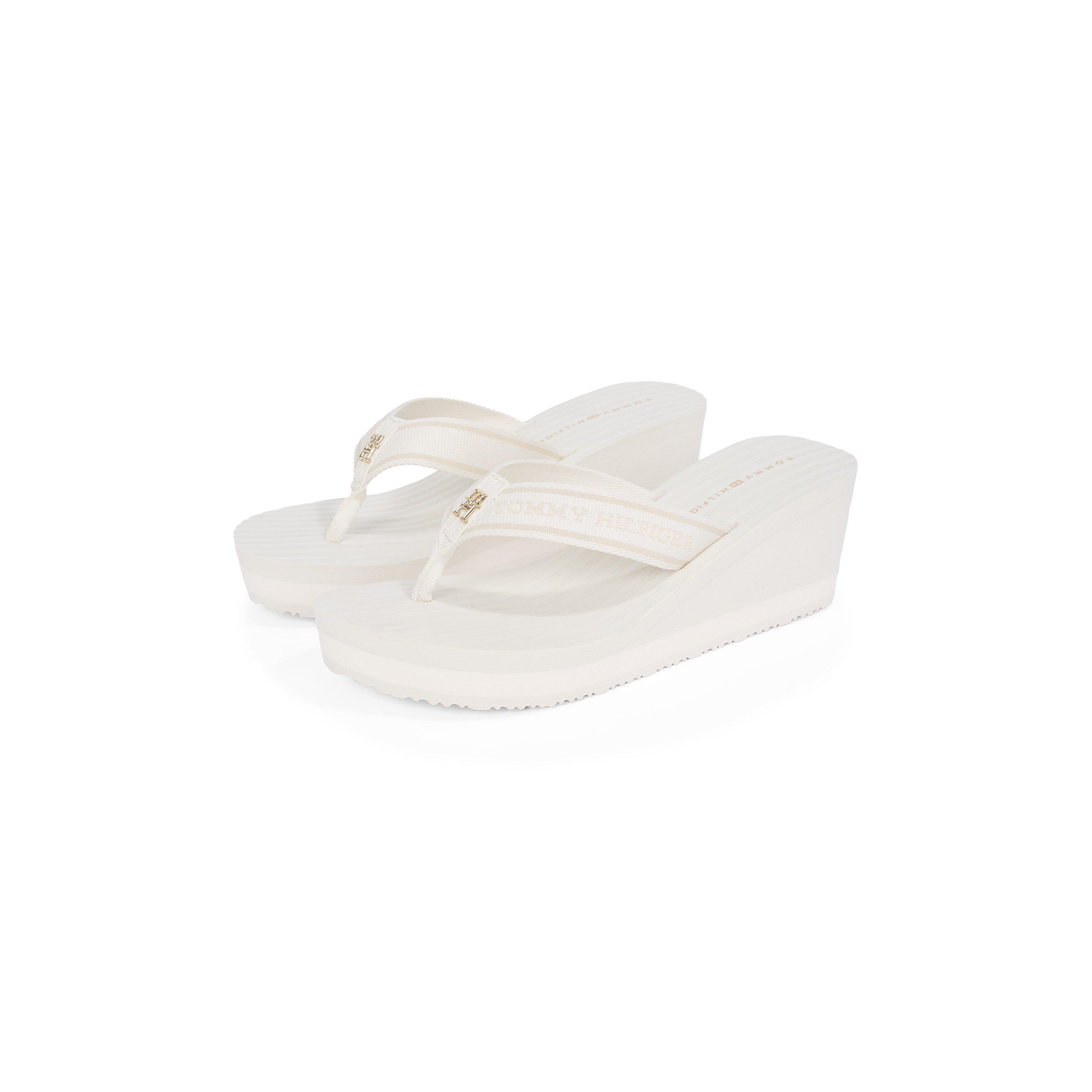 White - Tommy Hilfiger - Women's Striped Wedge Flip Flops - 4
