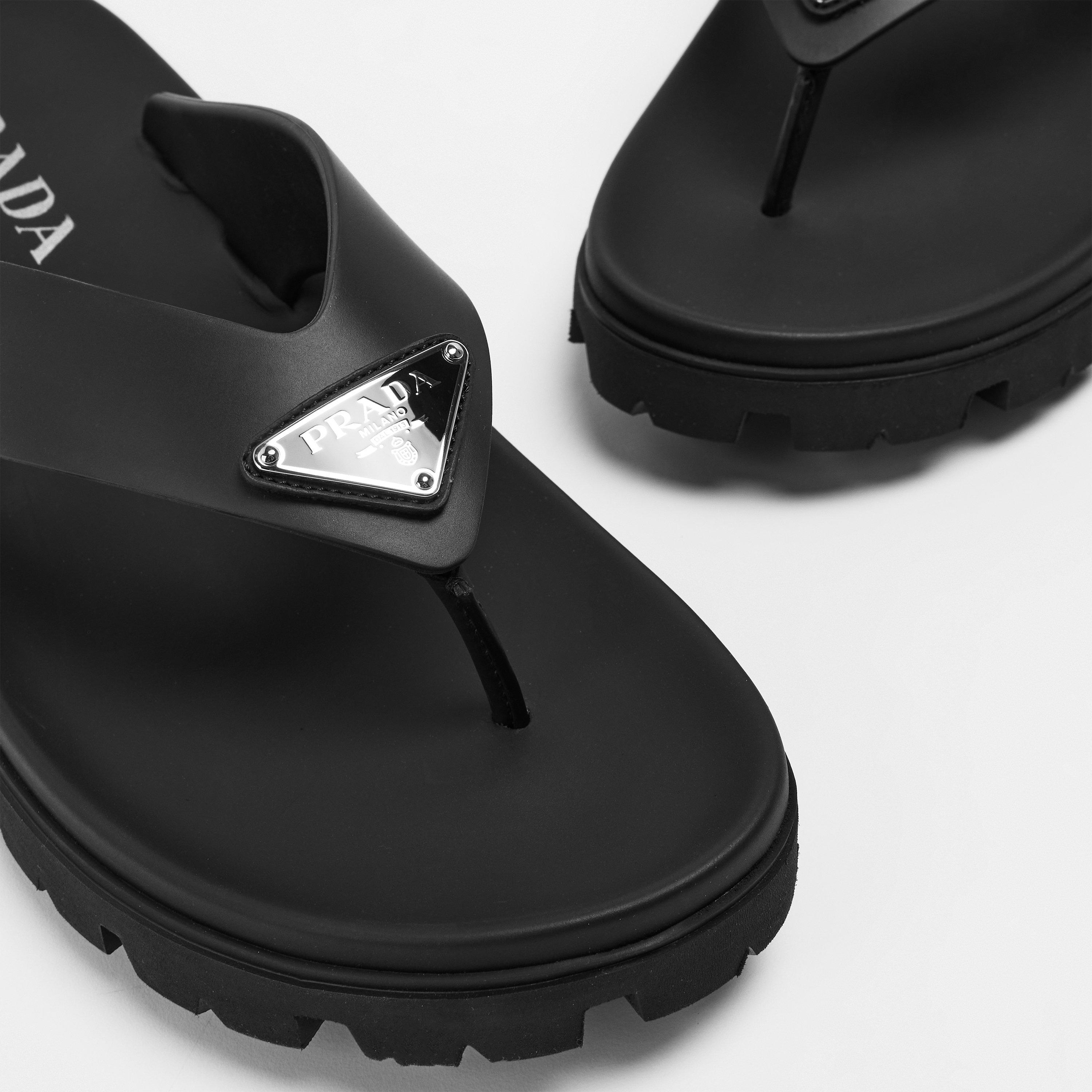 Black - Prada - Rubber Thong Sandals - 4