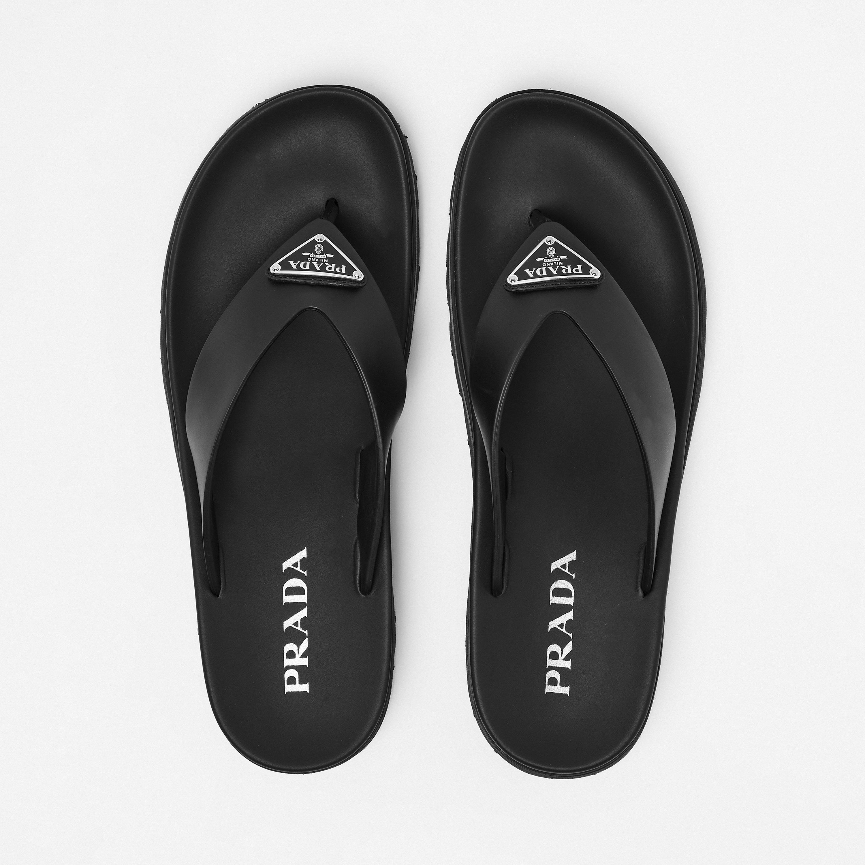 Black - Prada - Rubber Thong Sandals - 5