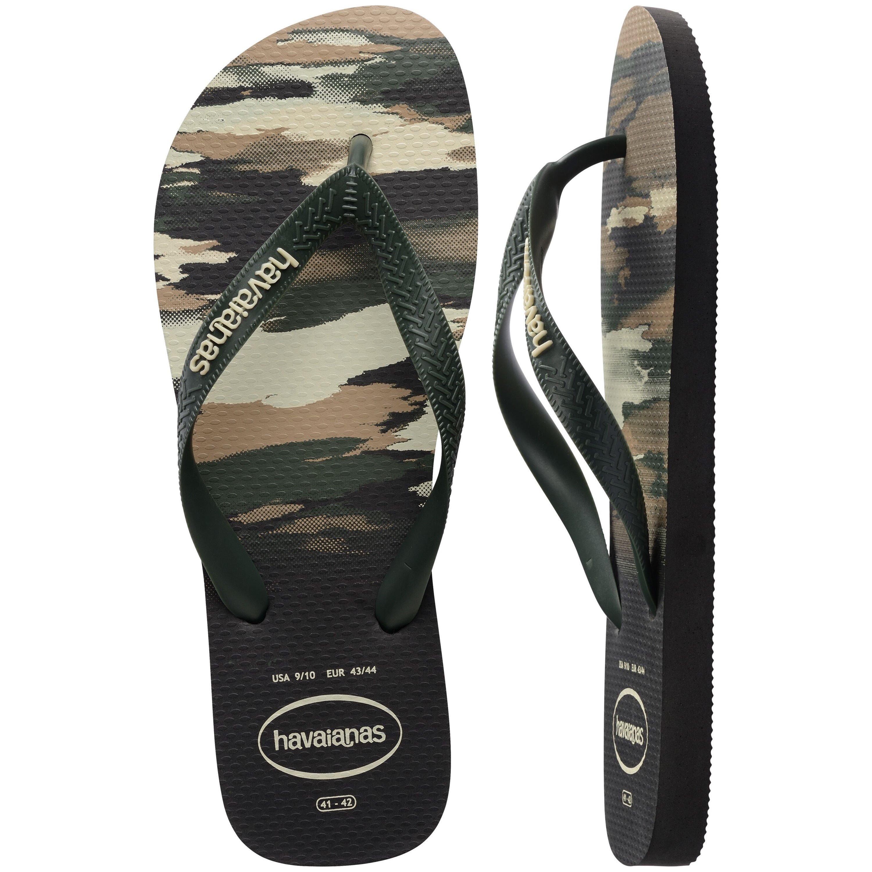 Black//Olive - Havaianas - Men's Top Camu Black Flip Flops - 5