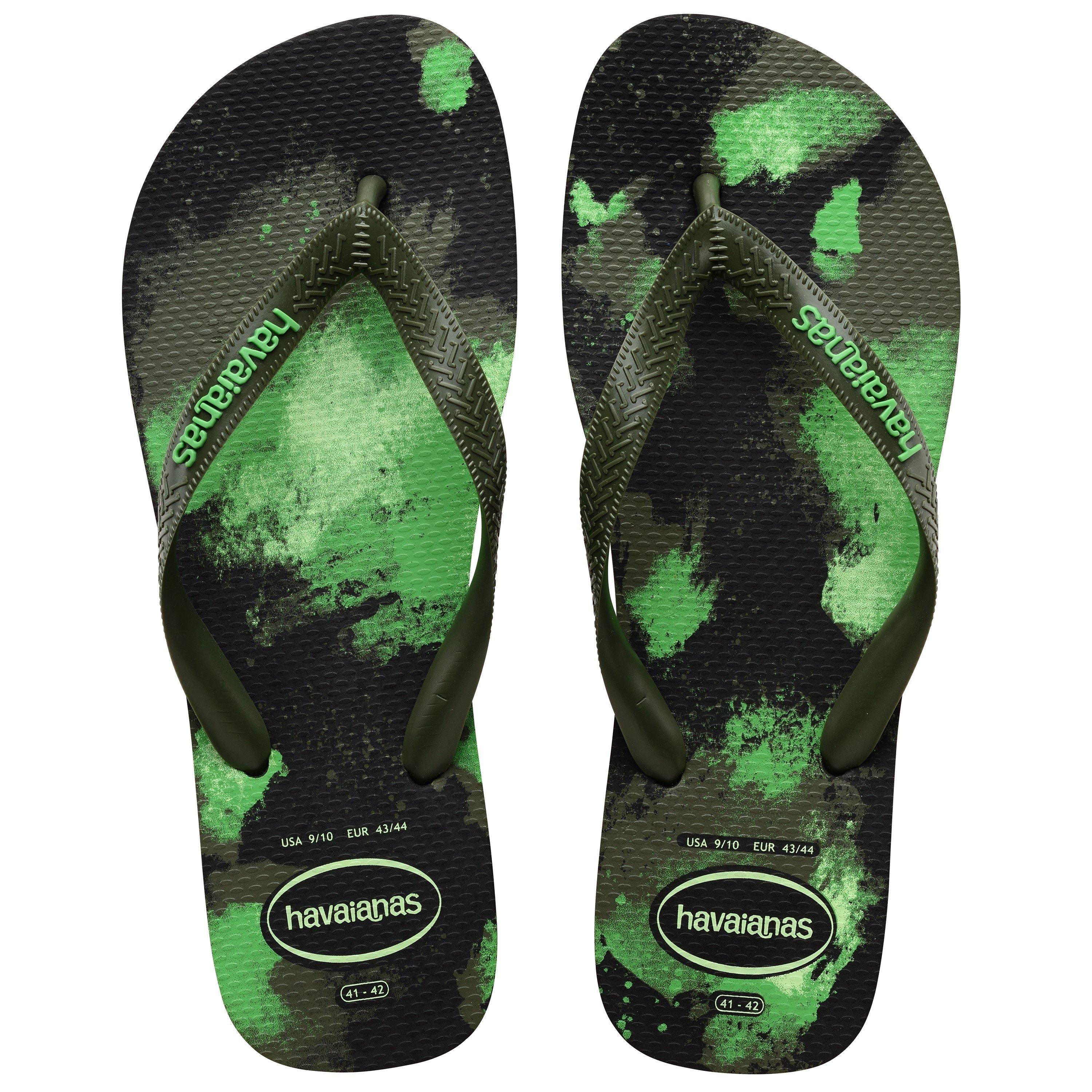 Black/Green - Havaianas - Hav. Top Camu Black/Moss 45/46 Flip Flops Mens - 3