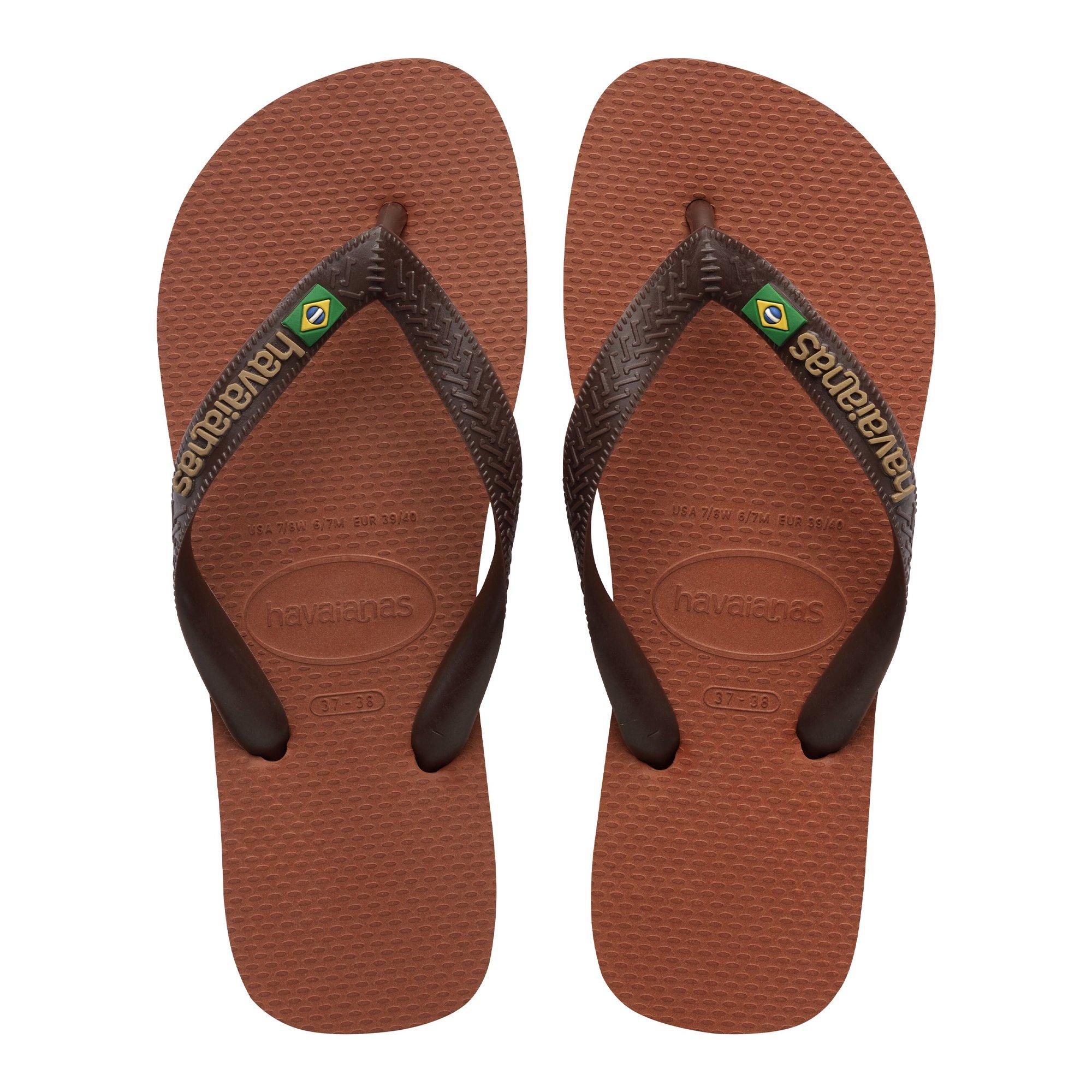 Havaianas  Brasil Logo Flip Flops - Rust/Coffee - 9-10(43/44