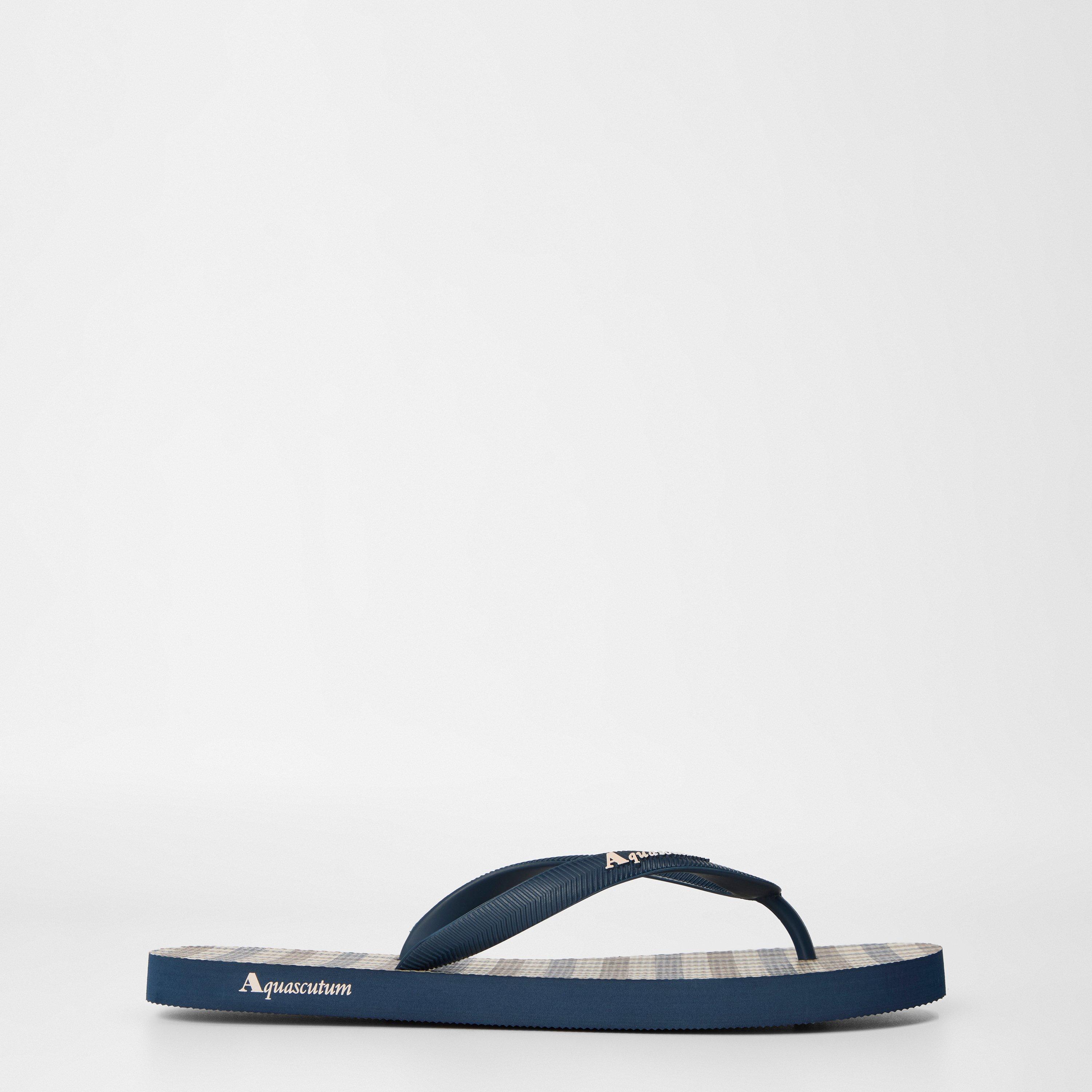 Aquascutum Men's Check Flip Flops - Navy - 7 (41)