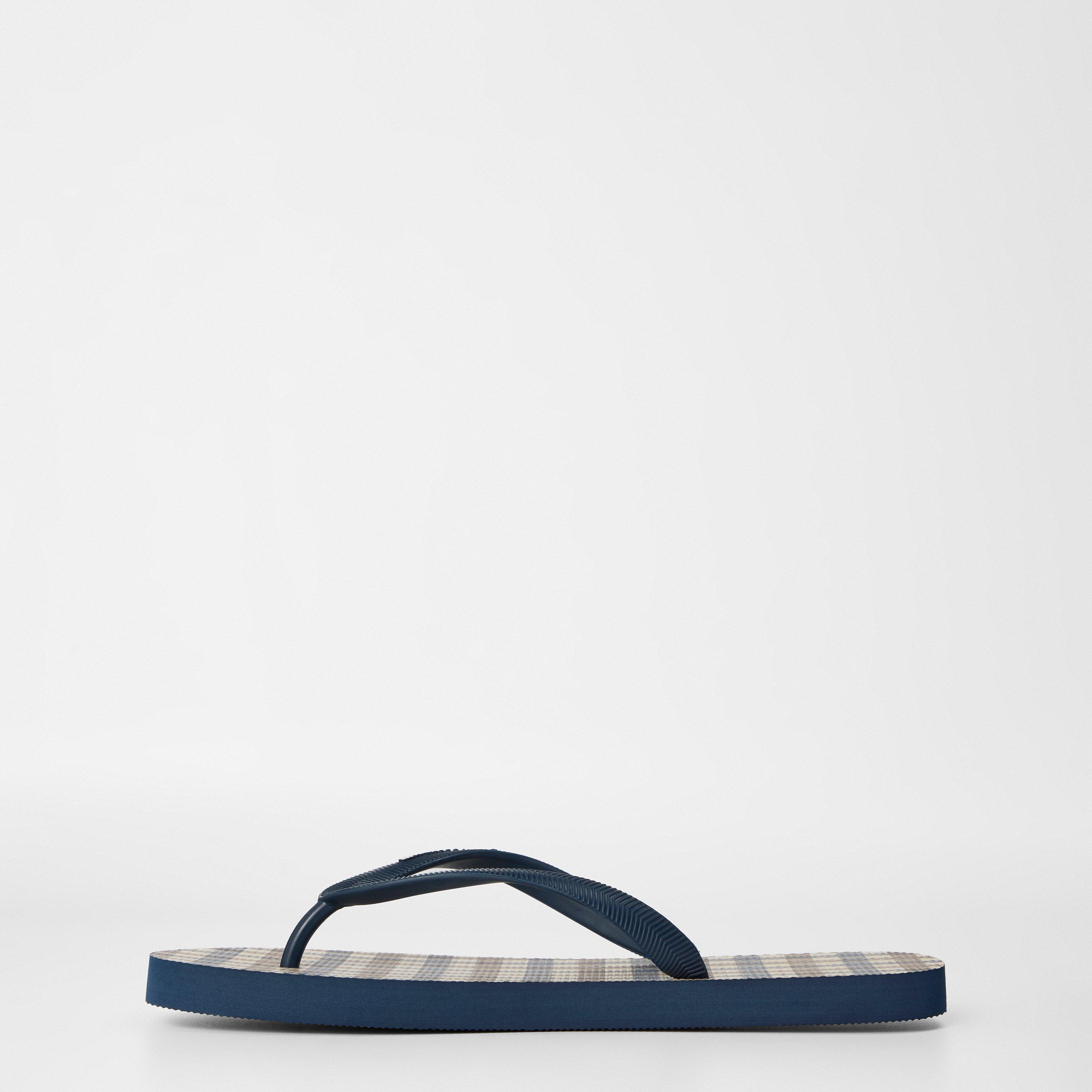 Navy - Aquascutum - Check Flip Flops - 2