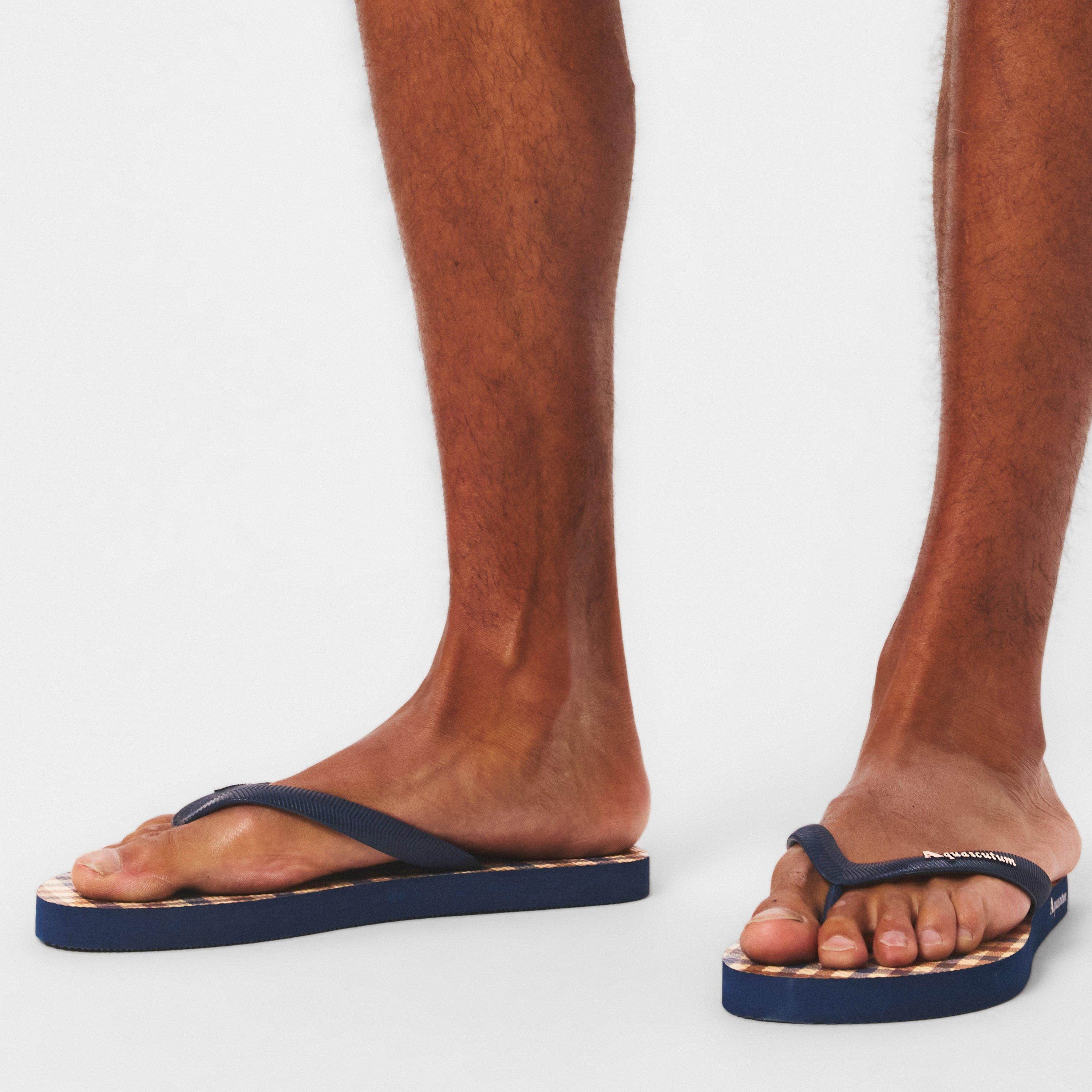 Navy - Aquascutum - Check Flip Flops - 3