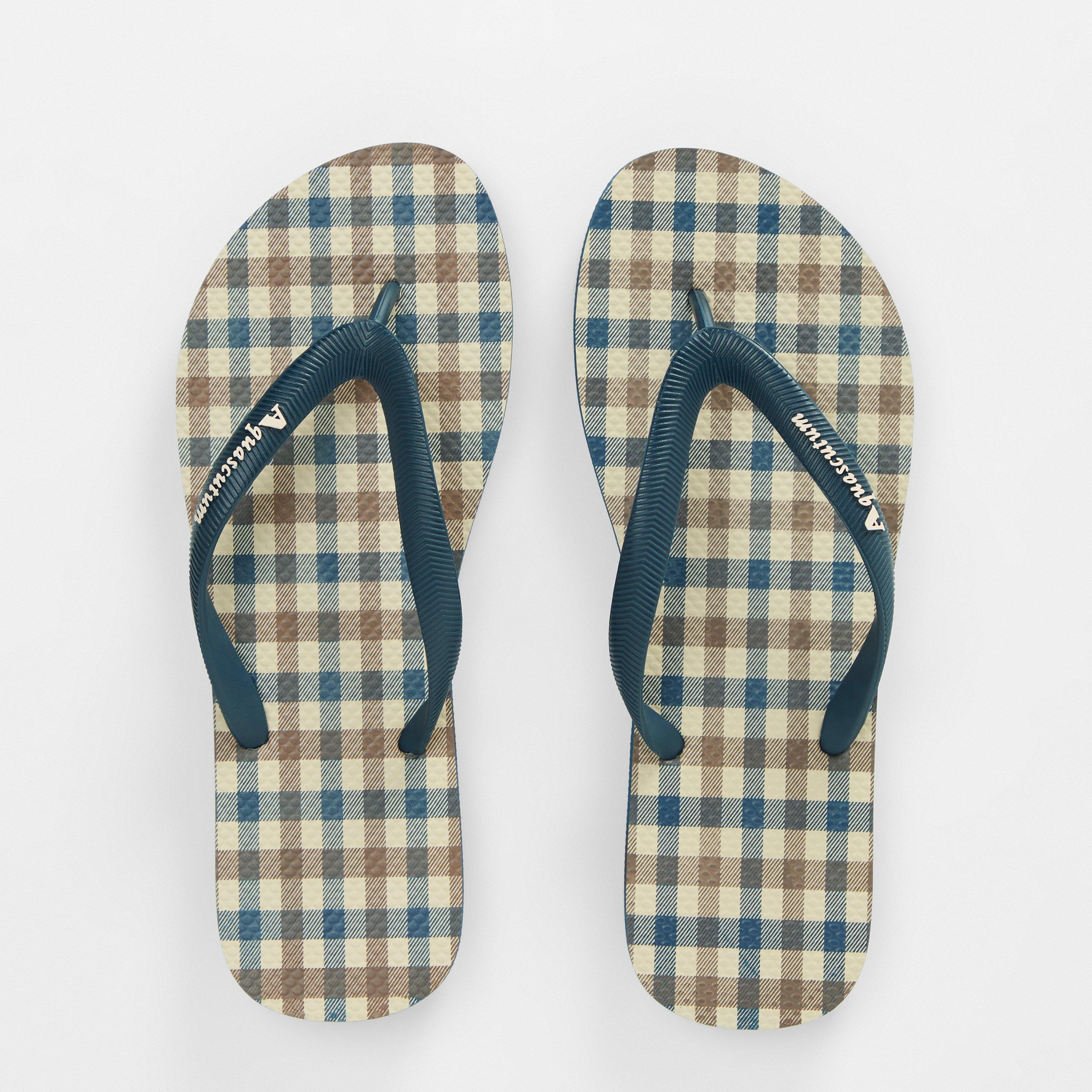 Navy - Aquascutum - Check Flip Flops - 5