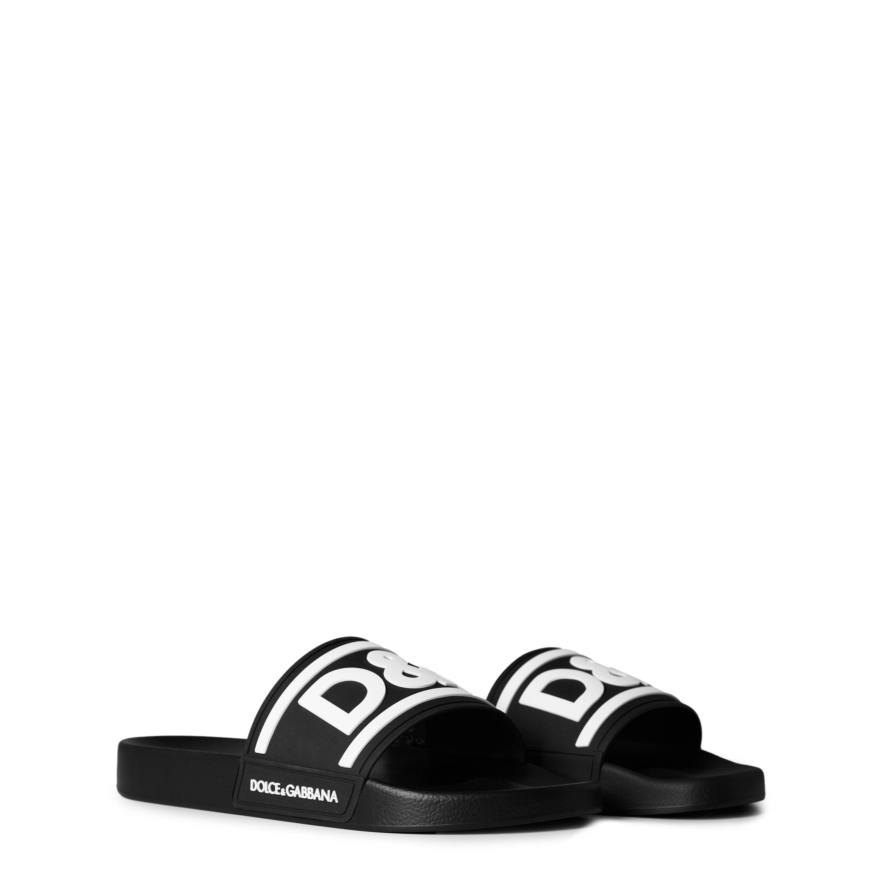Black/White - Dolce and Gabbana - Men's Monogram Rubber Slides - 4