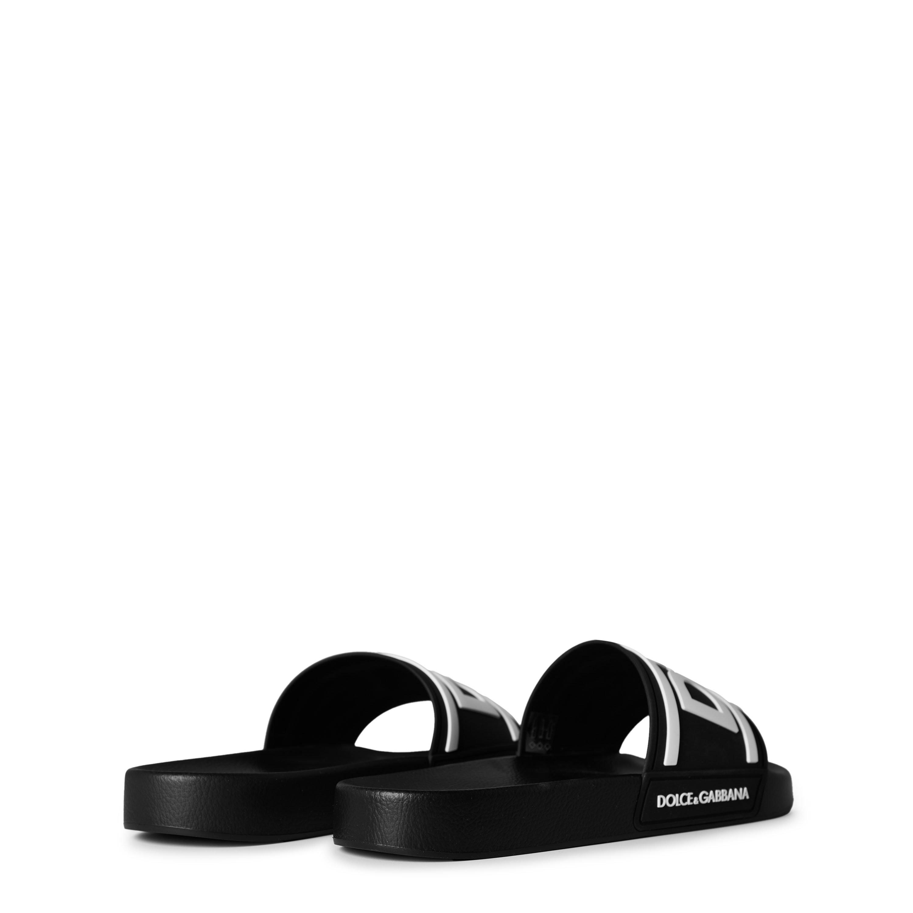 Black/White - Dolce and Gabbana - Men's Monogram Rubber Slides - 5
