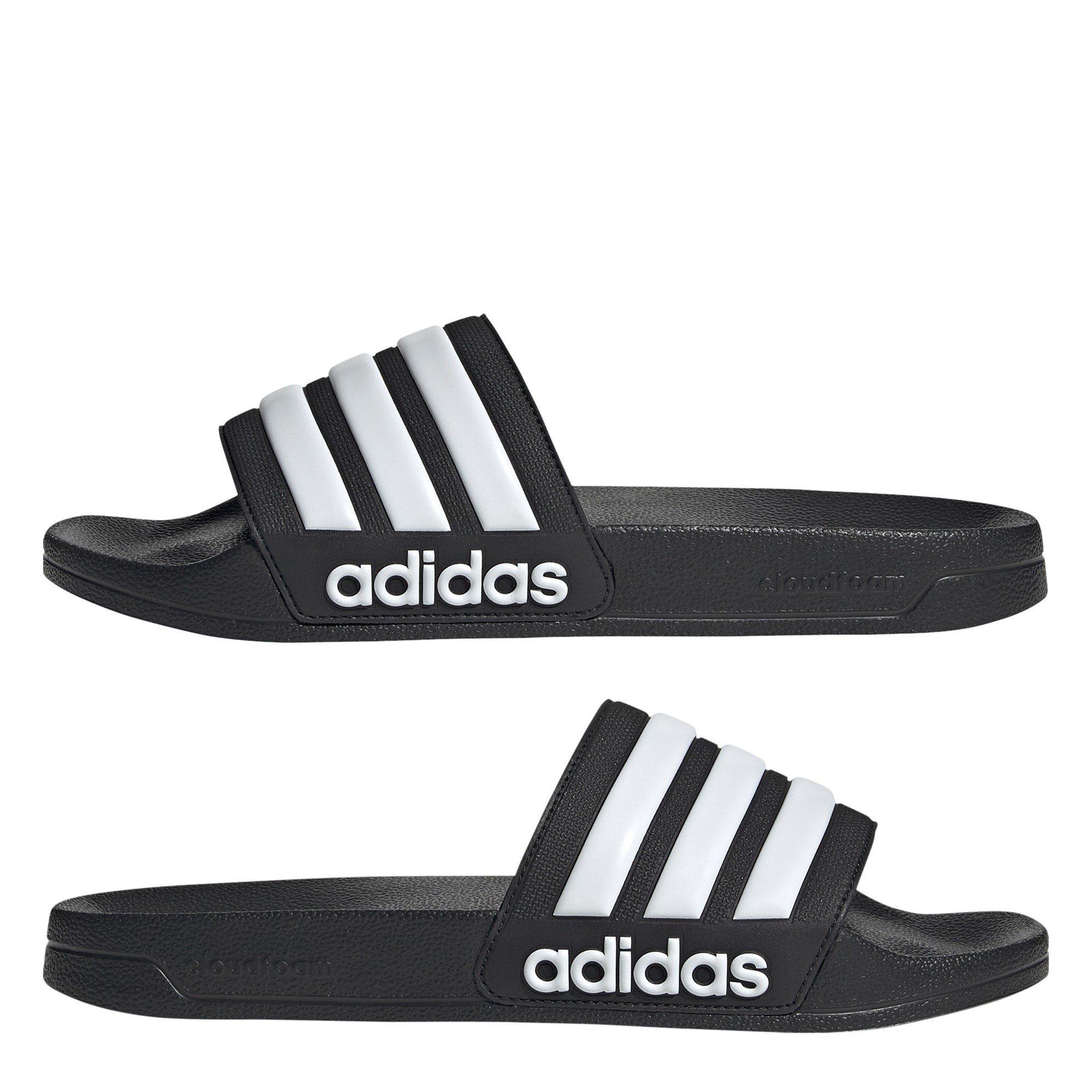CBlk/FWht/CBlk - adidas - Adilette Shower Mens Slide Sandals - 9