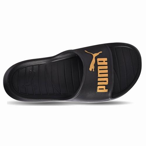 Black/Gold - Puma - Divecat V2 Mens Slide Sandals - 4