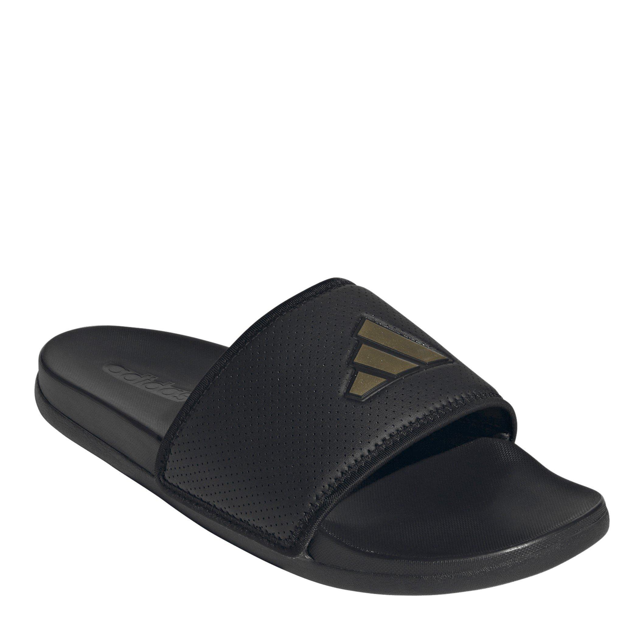 CBlack/Goldmt - adidas - Adilette Comfort Mens Slide Sandals - 3