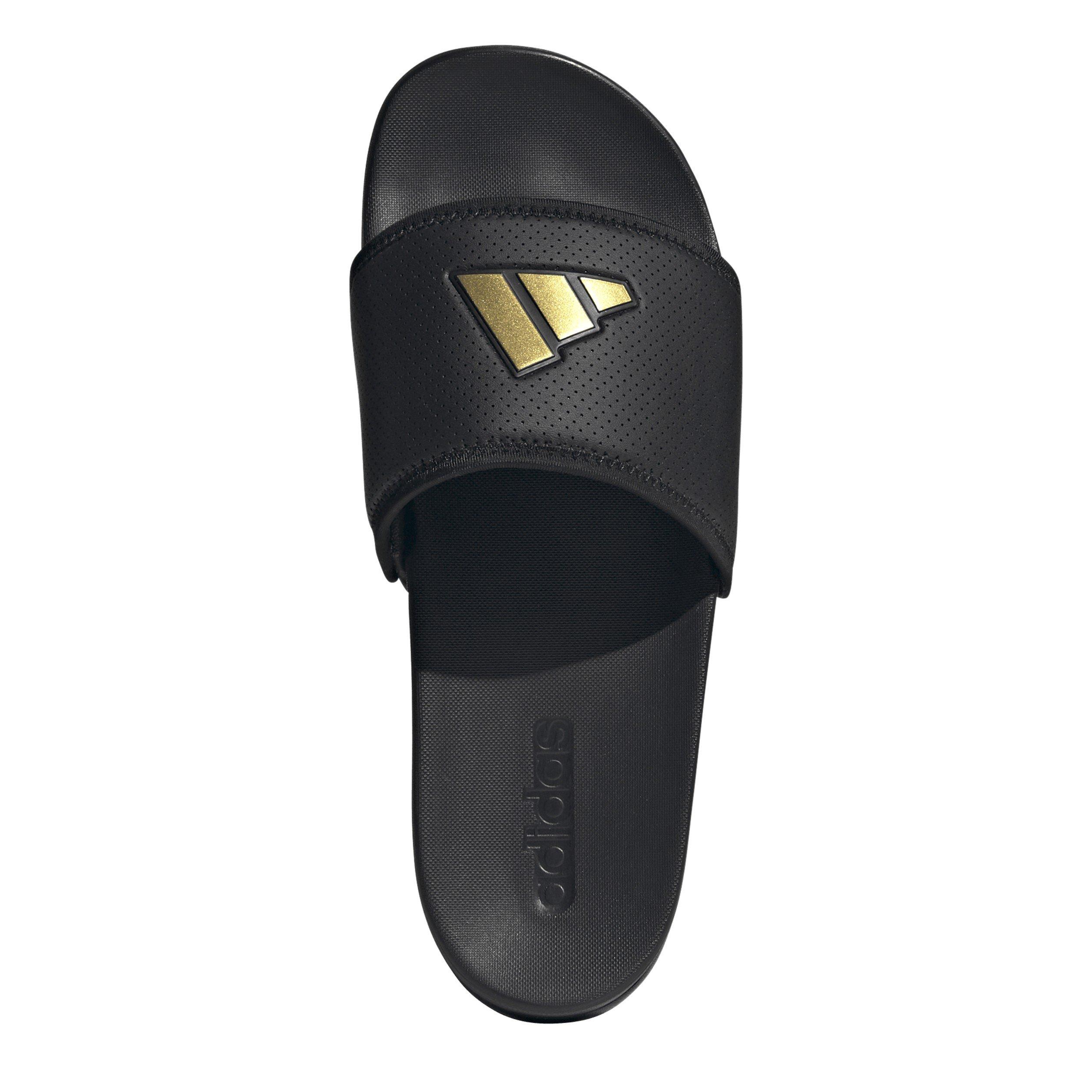 CBlack/Goldmt - adidas - Adilette Comfort Mens Slide Sandals - 5