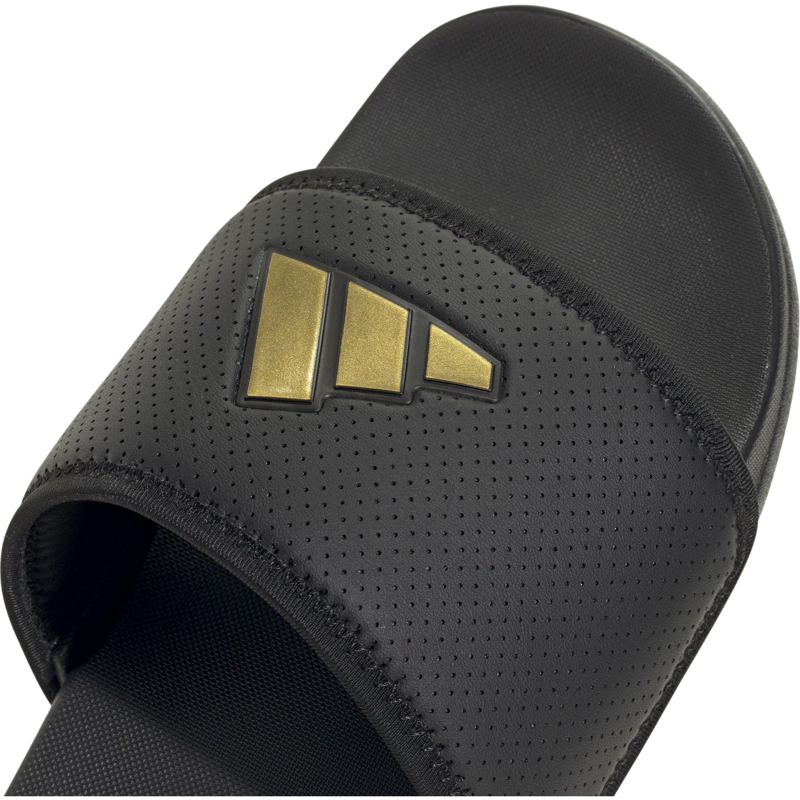 CBlack/Goldmt - adidas - Adilette Comfort Mens Slide Sandals - 7