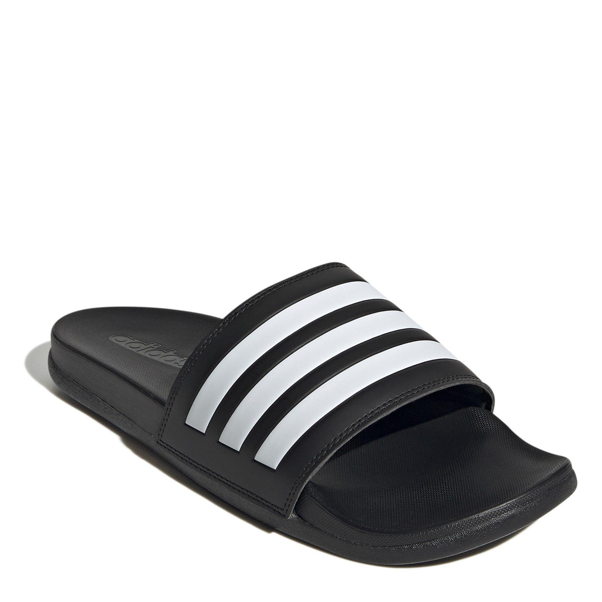 CBlk/Wht/CBlk - adidas - Adilette Comfort Mens Slide Sandals - 3
