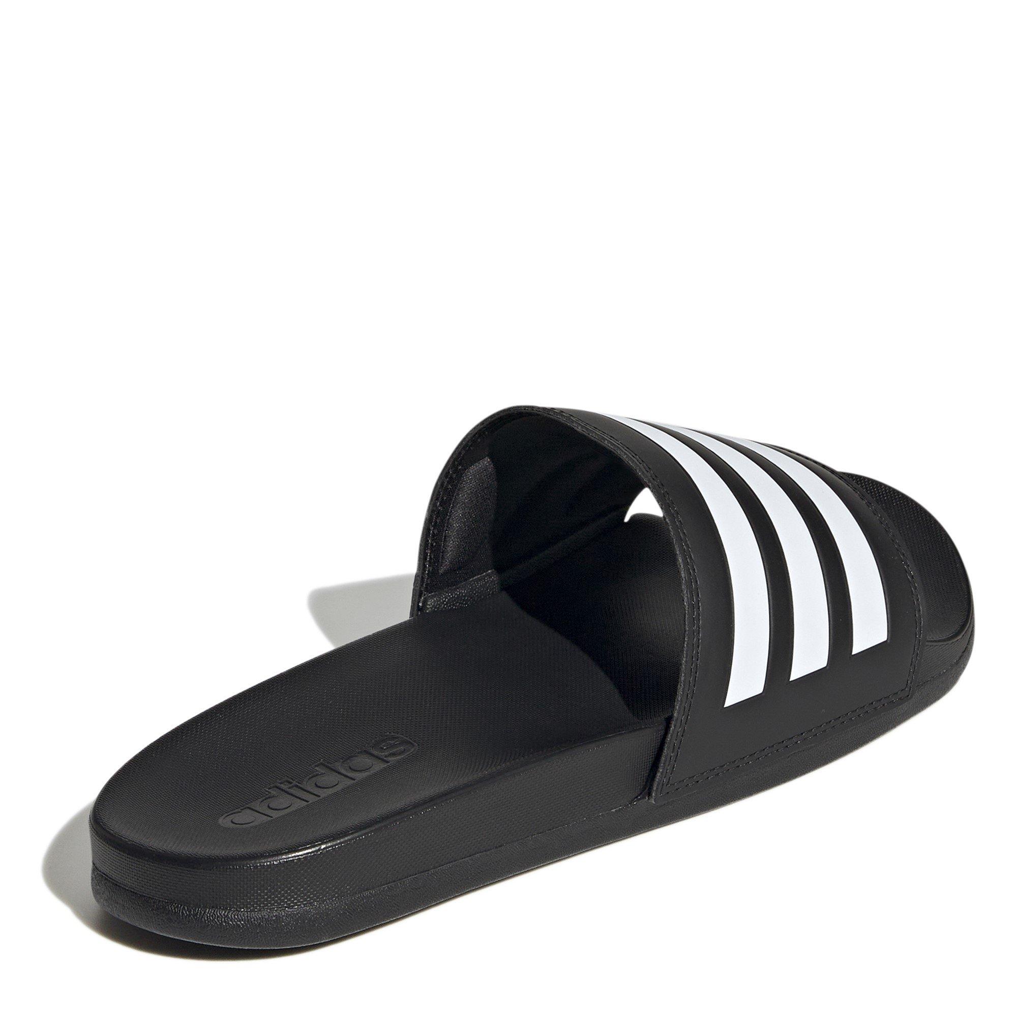 CBlk/Wht/CBlk - adidas - Adilette Comfort Mens Slide Sandals - 4