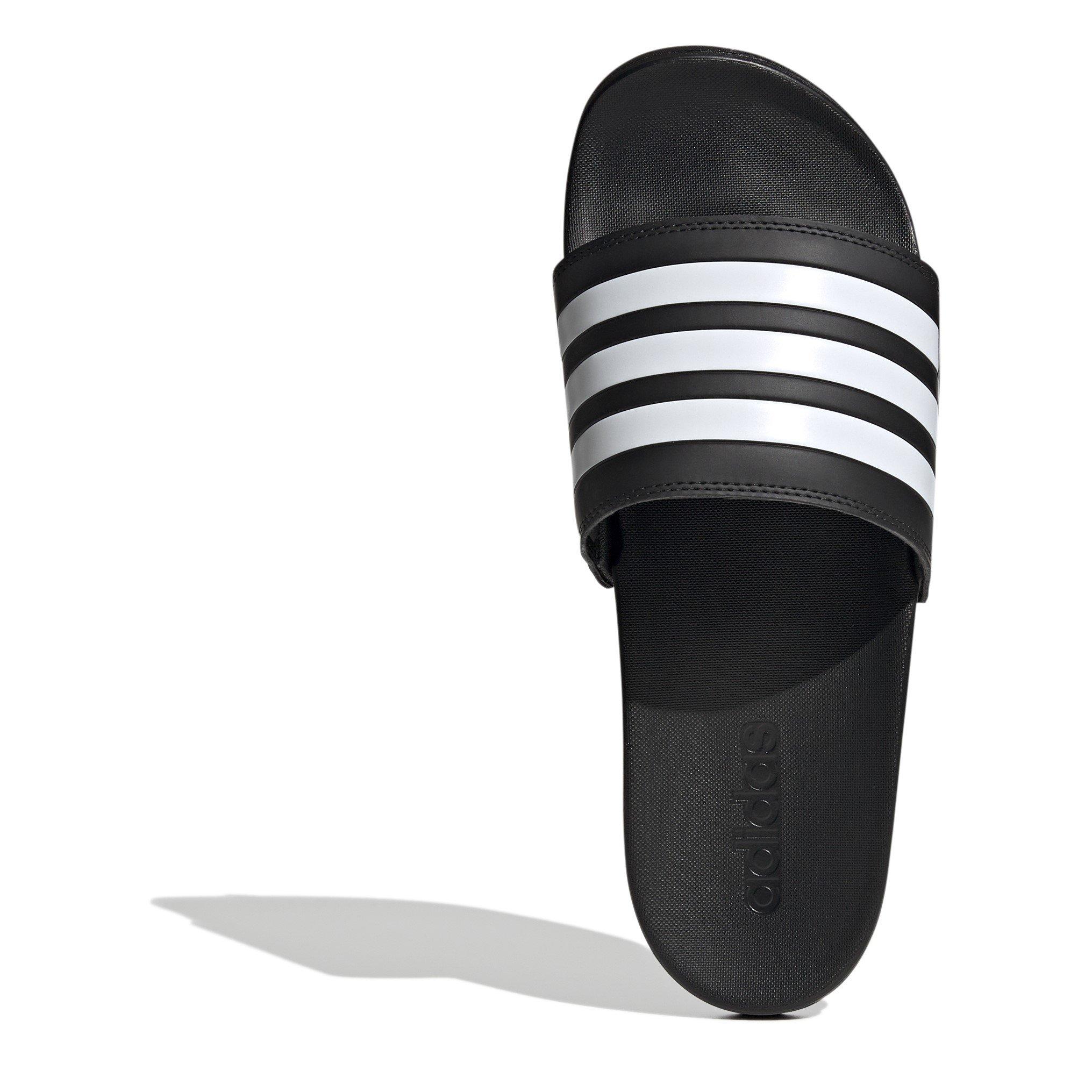CBlk/Wht/CBlk - adidas - Adilette Comfort Mens Slide Sandals - 5