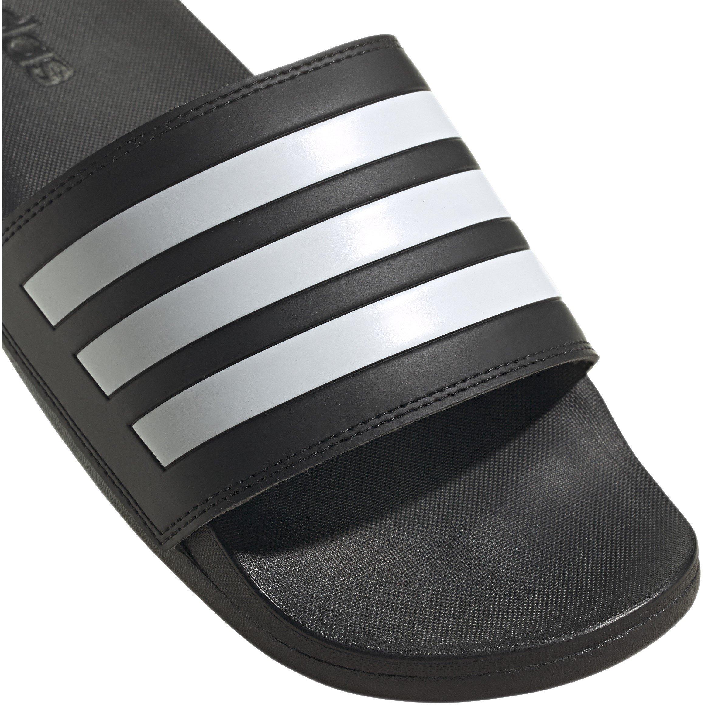 CBlk/Wht/CBlk - adidas - Adilette Comfort Mens Slide Sandals - 7